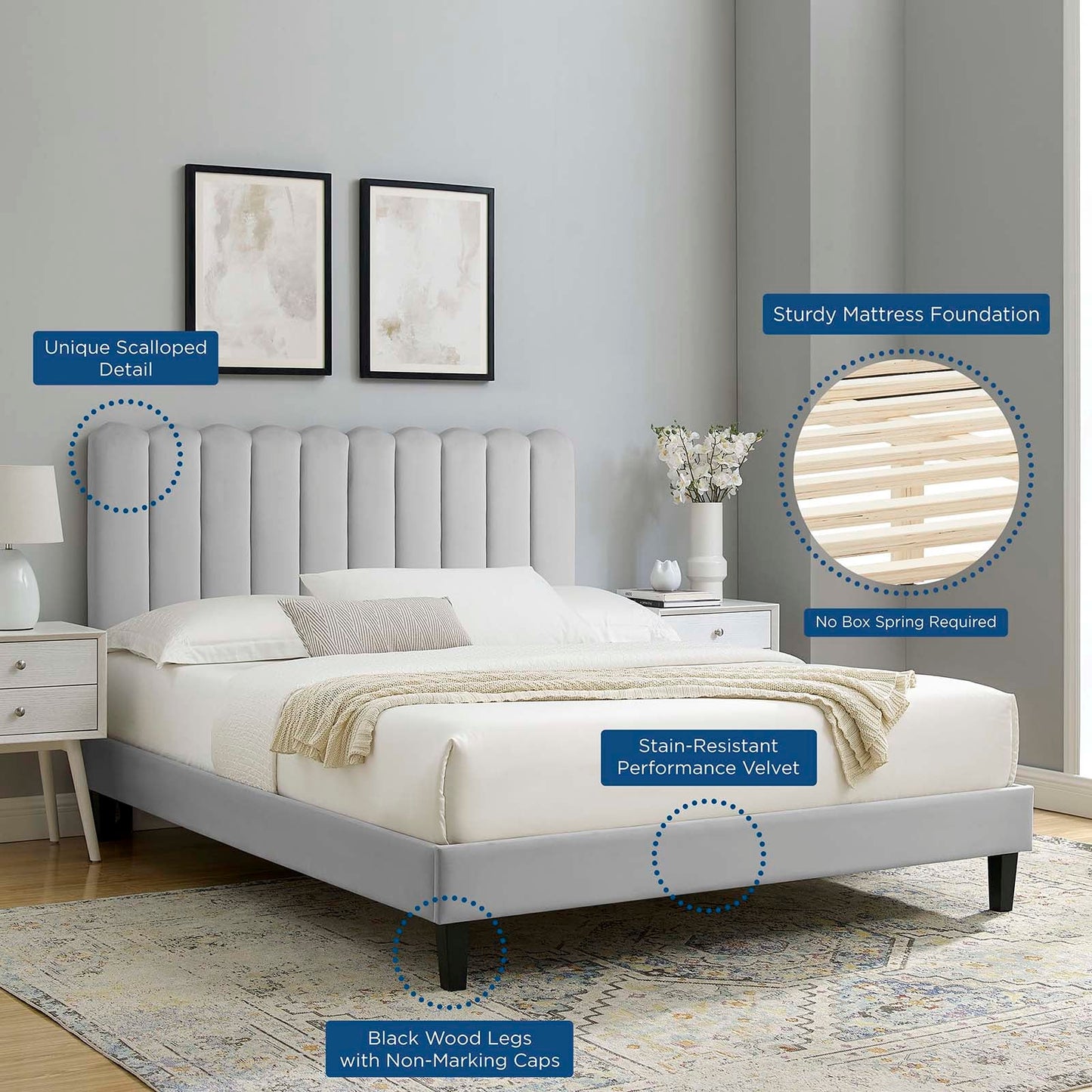 Reagan Full Performance Velvet Platform Bed By Modway - MOD-6893 | Beds | Modishstore - 41