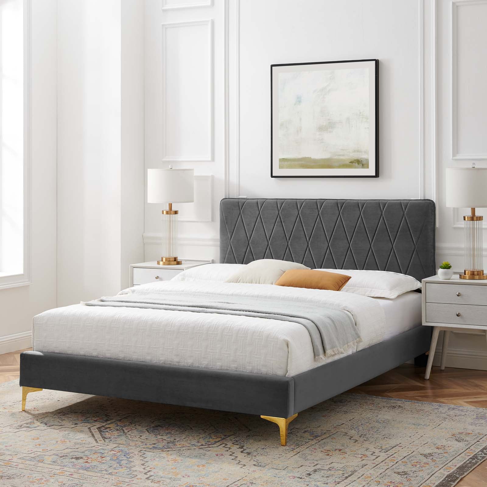 Modway Phillipa Performance Velvet Twin Platform Bed | Beds | Modishstore