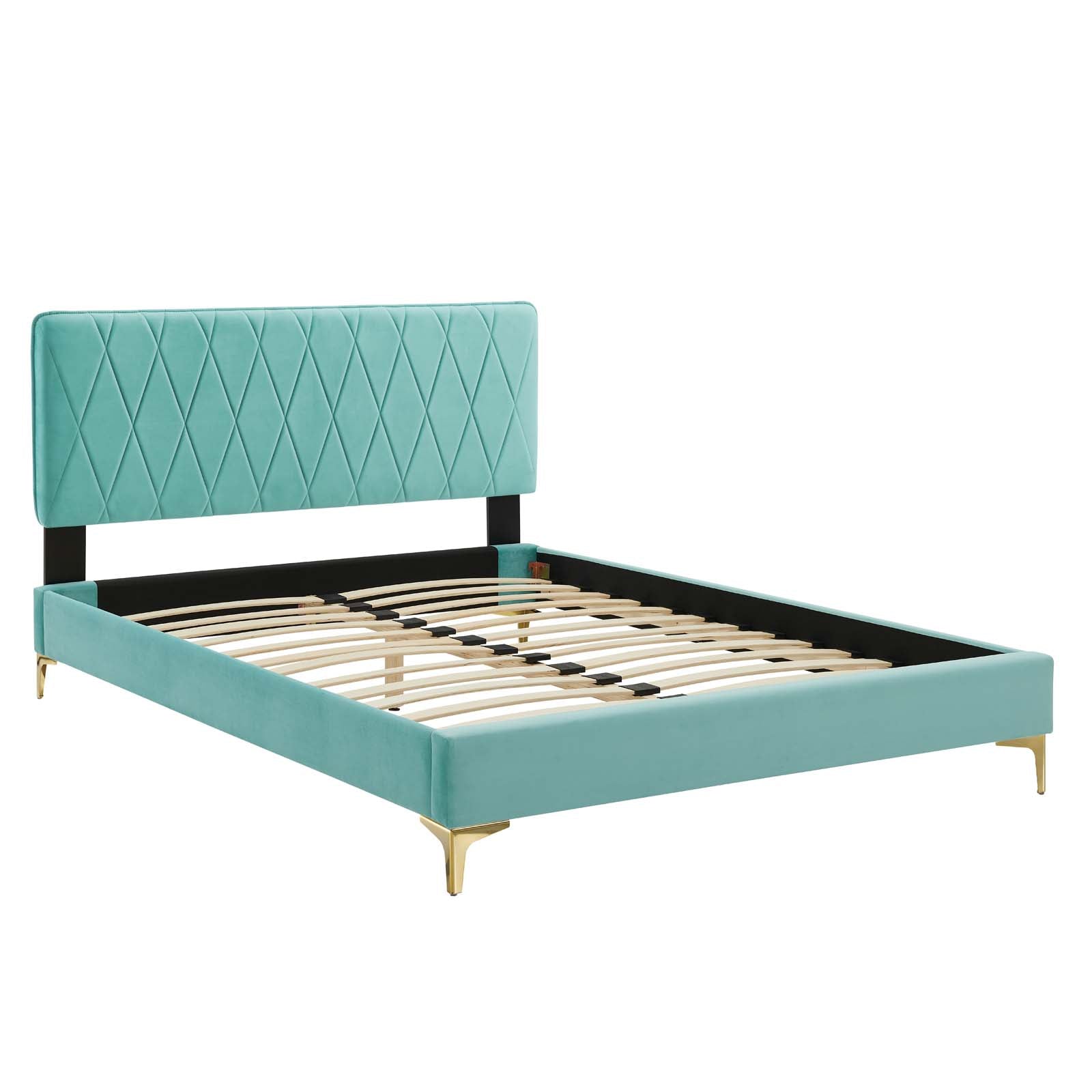 Modway Phillipa Performance Velvet Twin Platform Bed | Beds | Modishstore-24