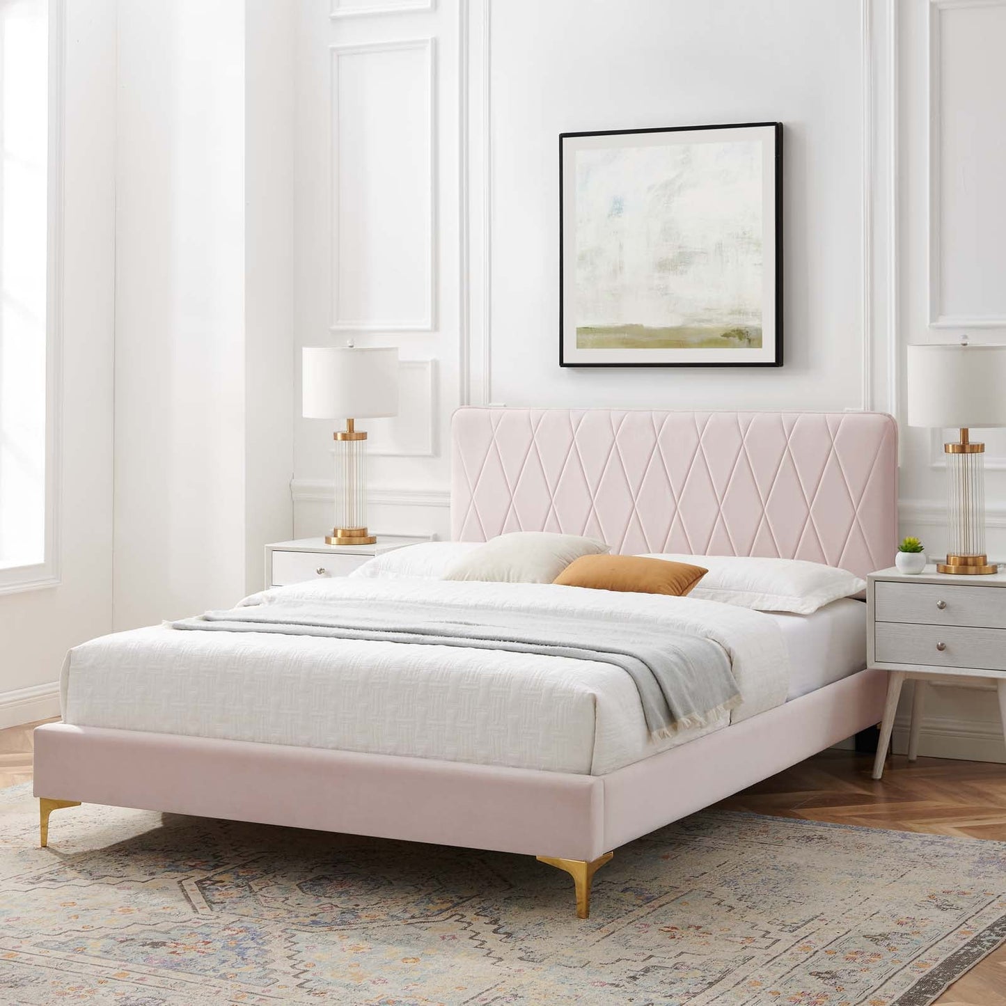 Modway Phillipa Performance Velvet Twin Platform Bed | Beds | Modishstore-59