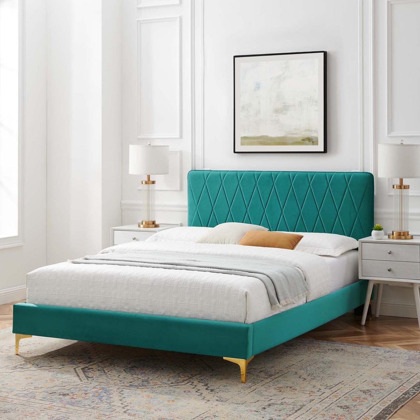 Modway Phillipa Performance Velvet Twin Platform Bed | Beds | Modishstore-61