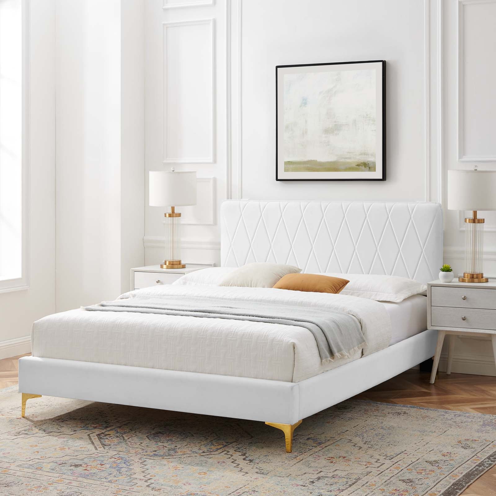 Modway Phillipa Performance Velvet Twin Platform Bed | Beds | Modishstore-58