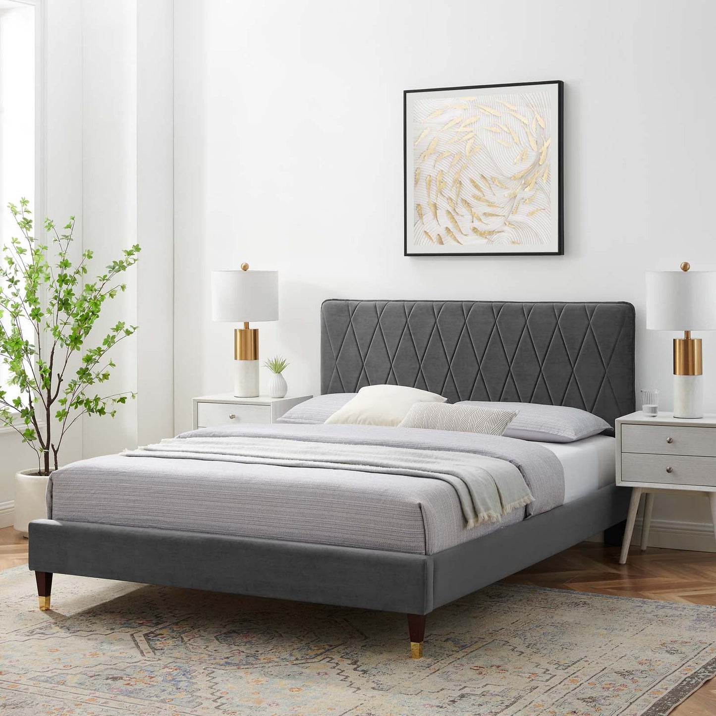 Modway Phillipa Performance Velvet Twin Platform Bed | Beds | Modishstore