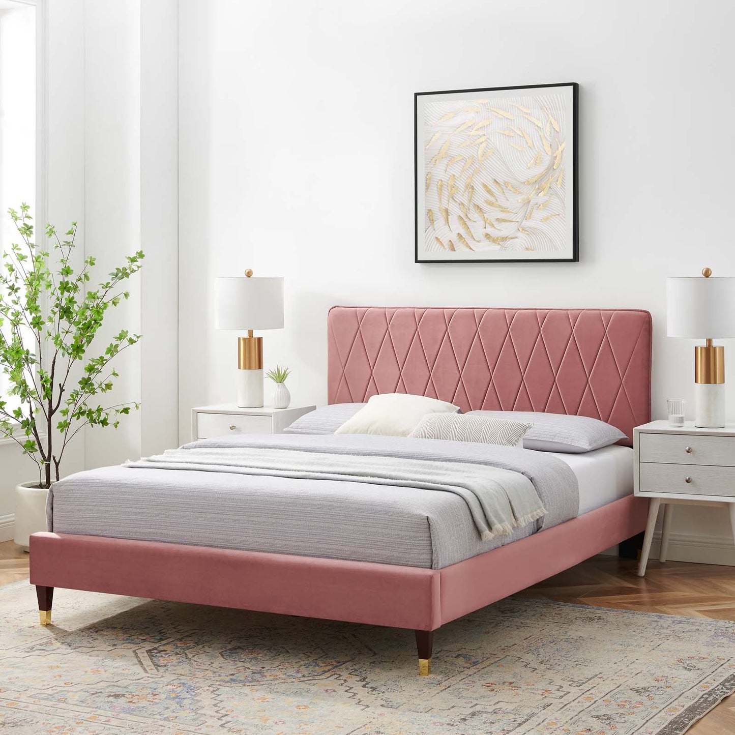 Modway Phillipa Performance Velvet Twin Platform Bed | Beds | Modishstore-59