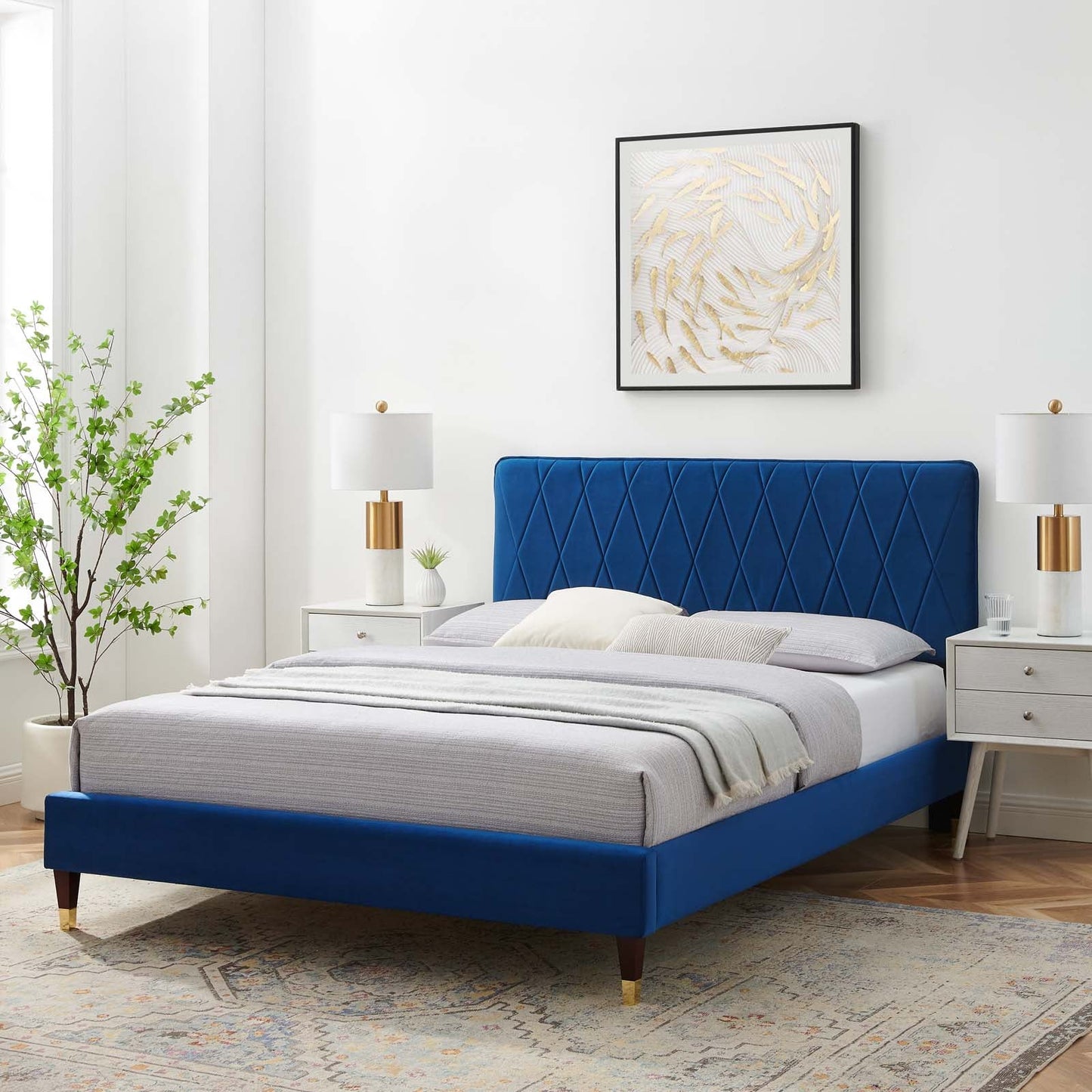 Modway Phillipa Performance Velvet Twin Platform Bed | Beds | Modishstore-58