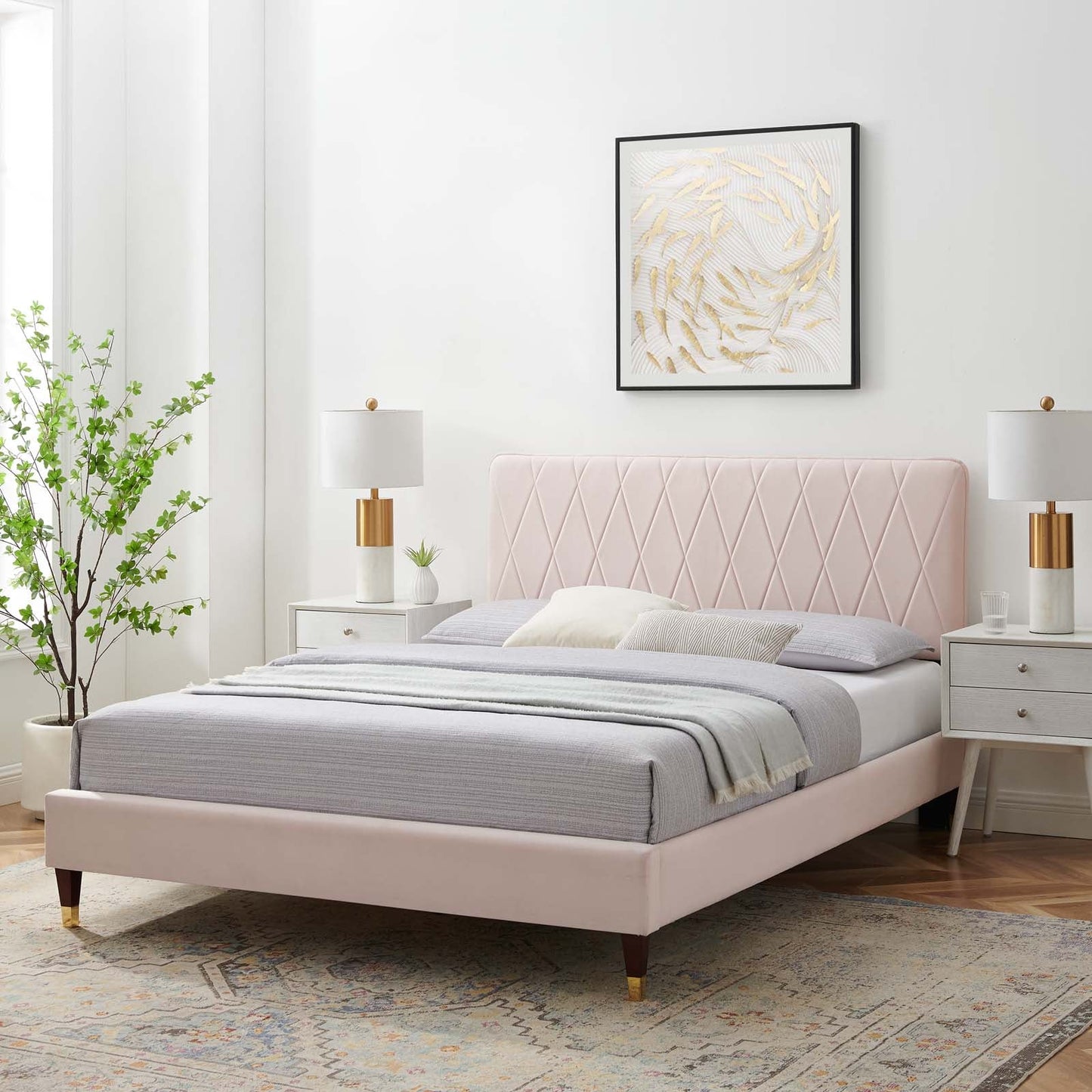 Modway Phillipa Performance Velvet Twin Platform Bed | Beds | Modishstore-63