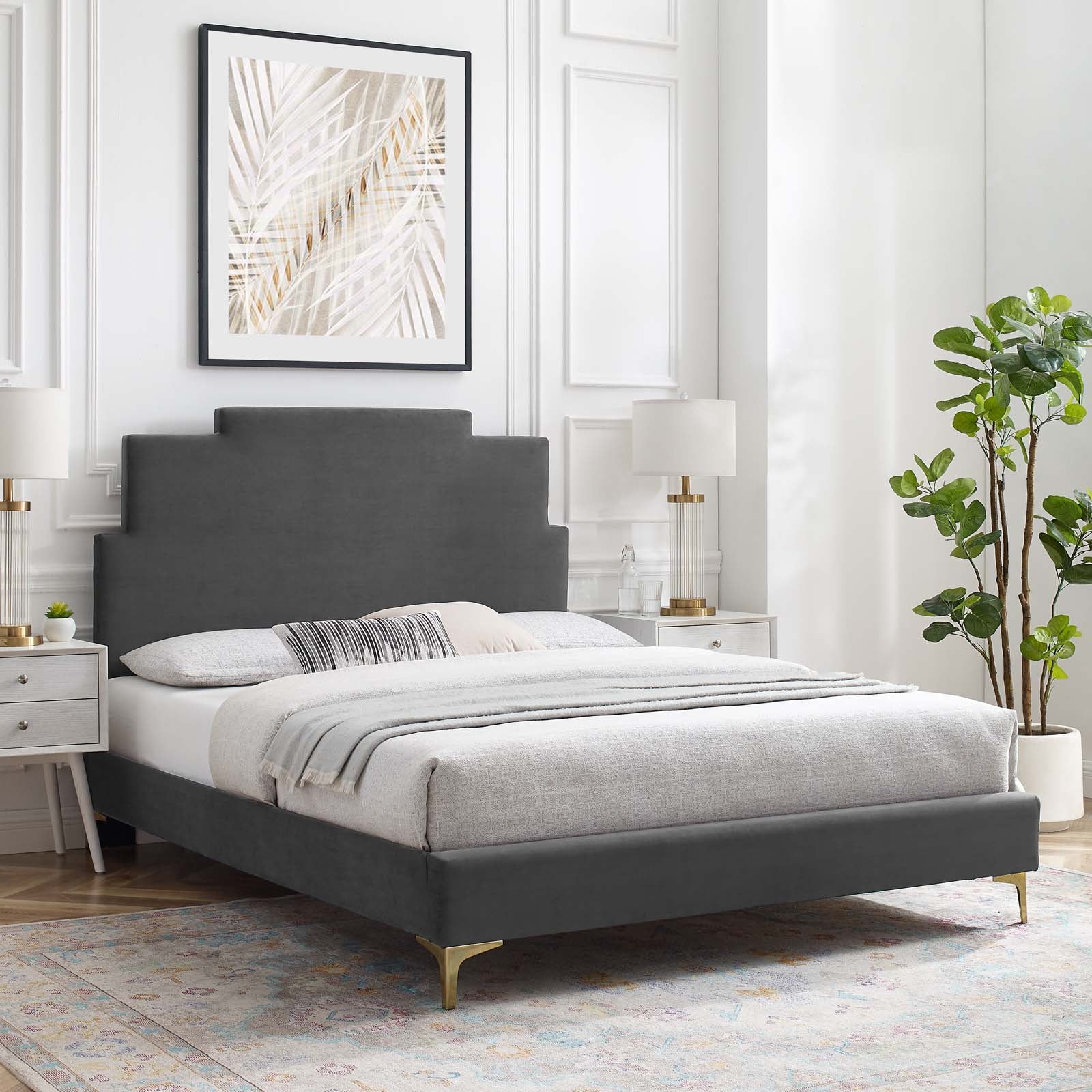 Modway Lindsey Performance Velvet Full Platform Bed | Beds | Modishstore