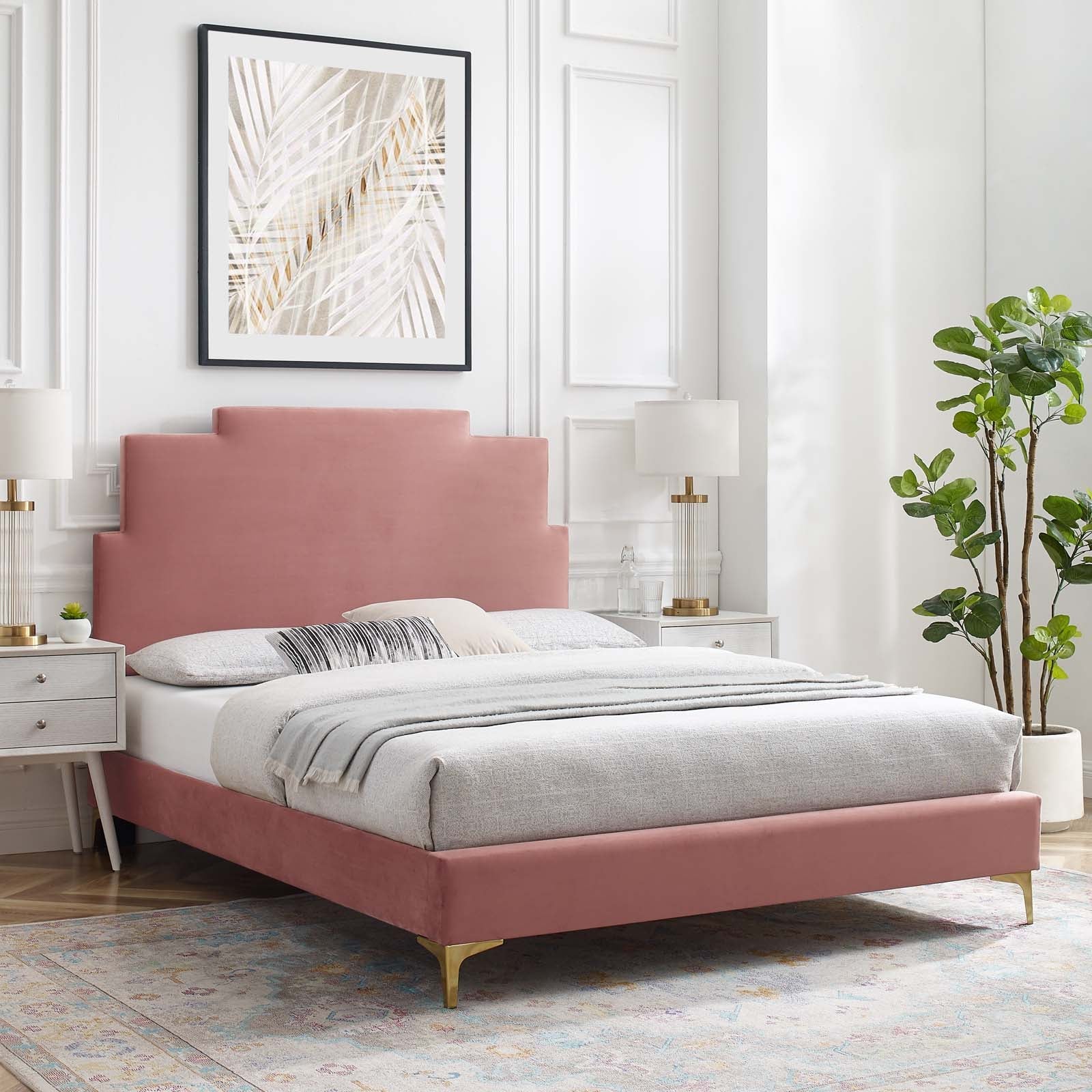 Modway Lindsey Performance Velvet Full Platform Bed | Beds | Modishstore-62