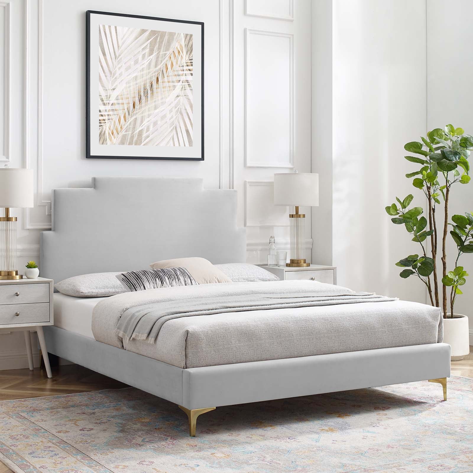 Modway Lindsey Performance Velvet Full Platform Bed | Beds | Modishstore-59