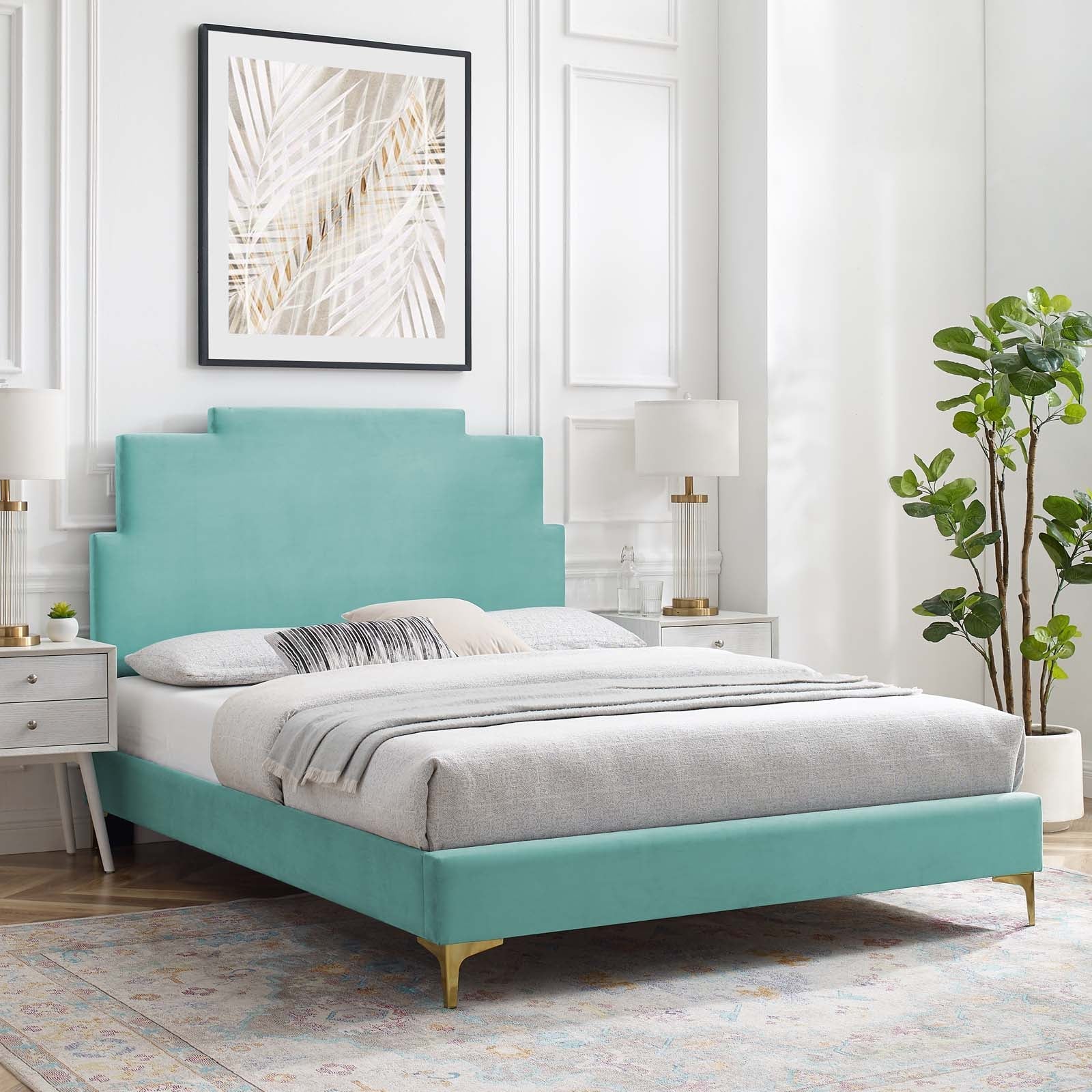 Modway Lindsey Performance Velvet Full Platform Bed | Beds | Modishstore-61