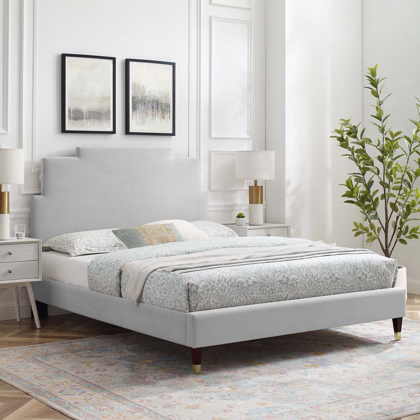 Modway Lindsey Performance Velvet Full Platform Bed | Beds | Modishstore-63