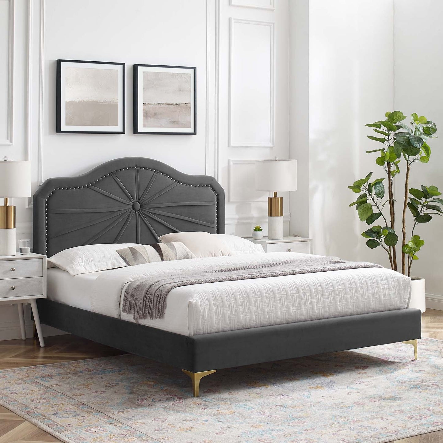 Modway Portia Performance Velvet Full Platform Bed | Beds | Modishstore