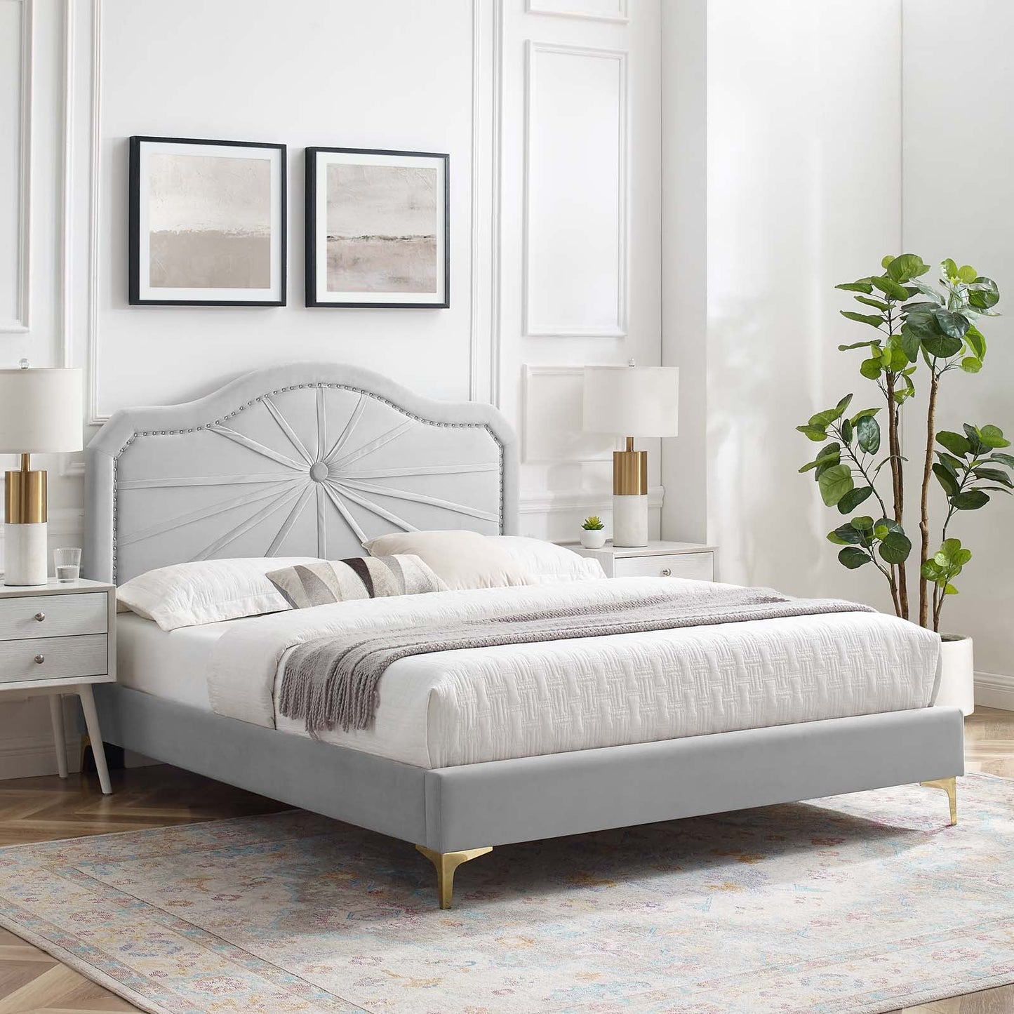 Modway Portia Performance Velvet Full Platform Bed | Beds | Modishstore-59