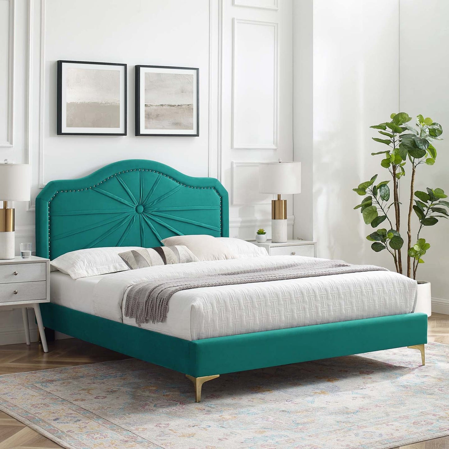 Modway Portia Performance Velvet Full Platform Bed | Beds | Modishstore-63