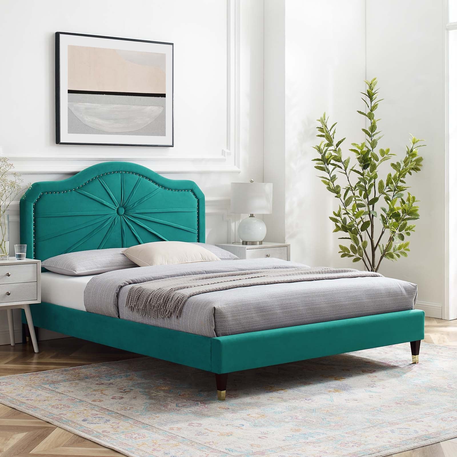 Modway Portia Performance Velvet Full Platform Bed | Beds | Modishstore-63