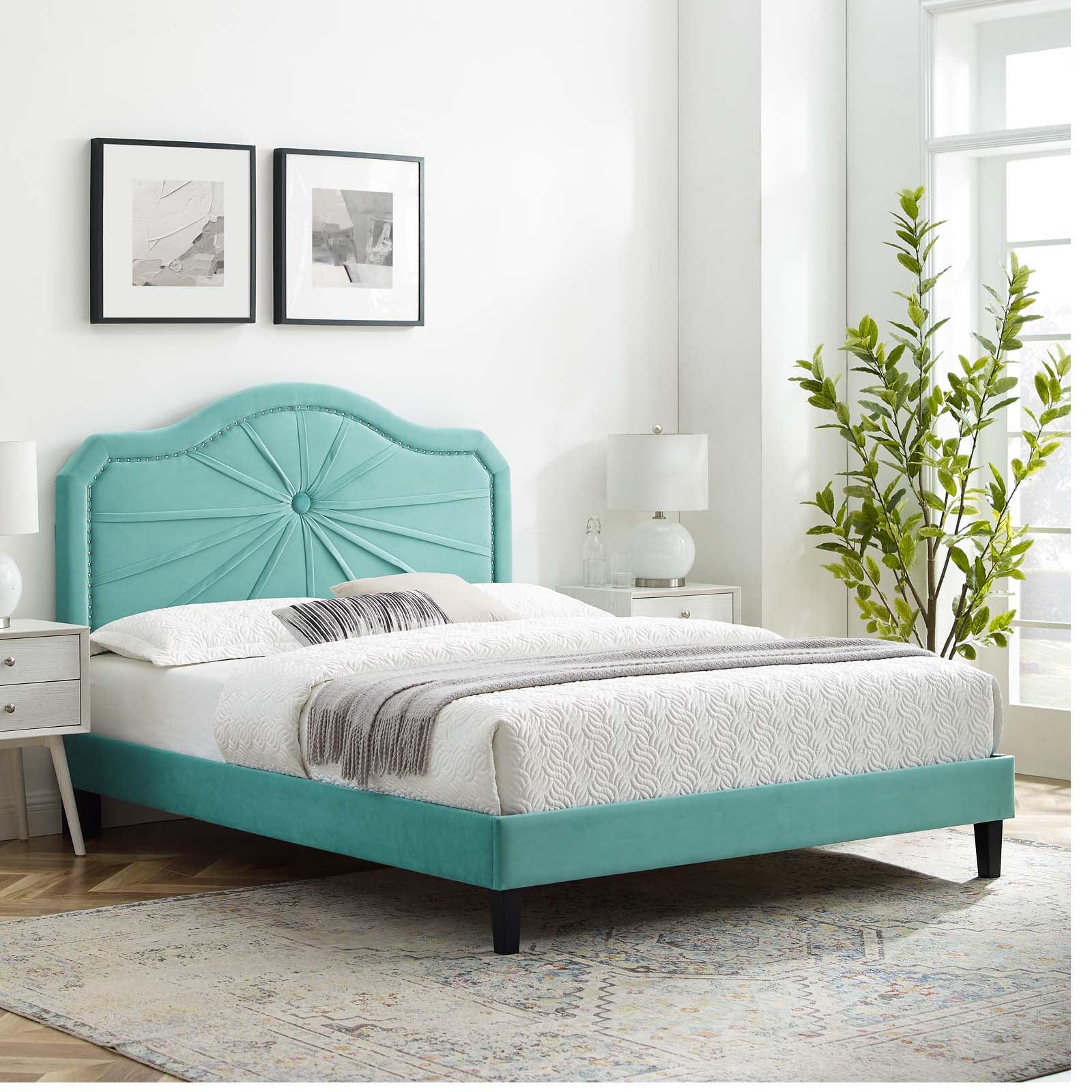Modway Portia Performance Velvet Full Platform Bed | Beds | Modishstore-61