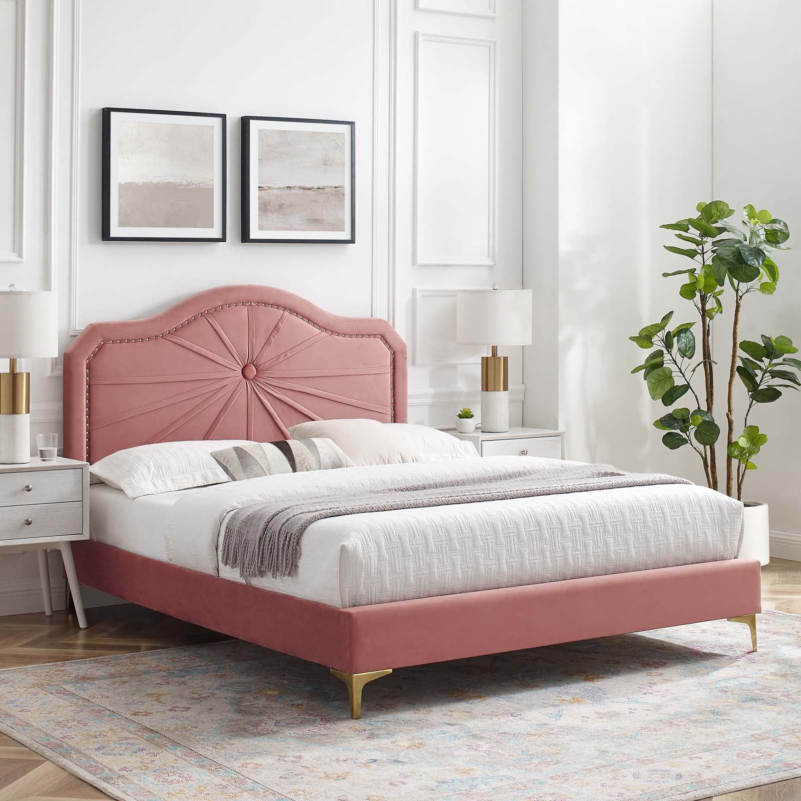 Modway Portia Performance Velvet King Platform Bed | Beds | Modishstore-58