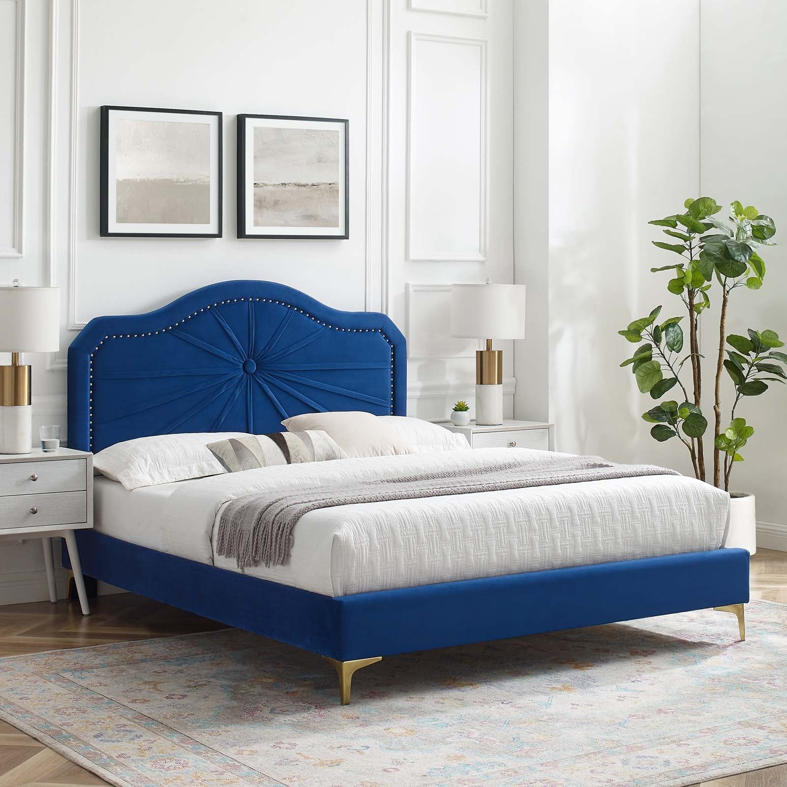 Modway Portia Performance Velvet King Platform Bed | Beds | Modishstore-61