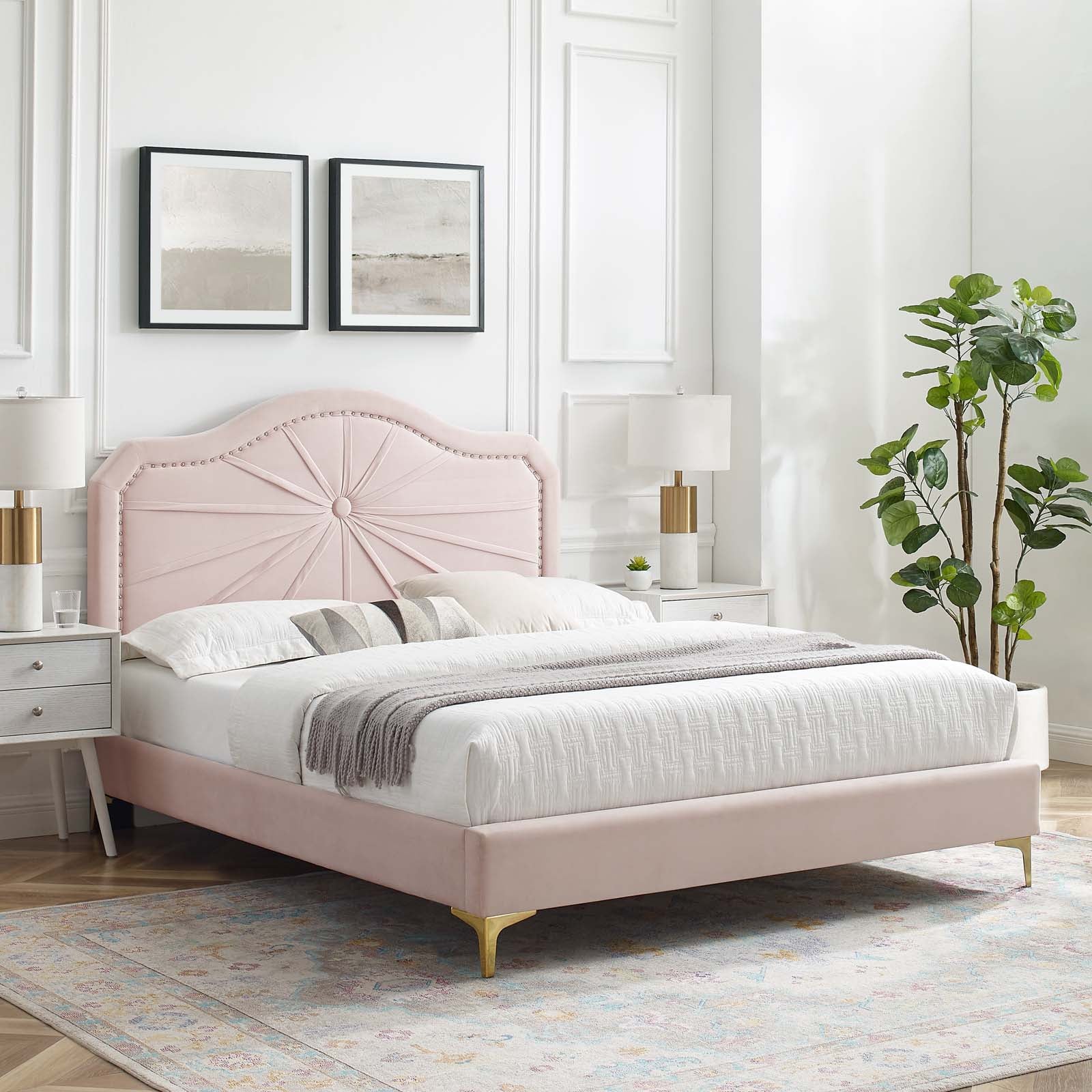 Modway Portia Performance Velvet King Platform Bed | Beds | Modishstore-62