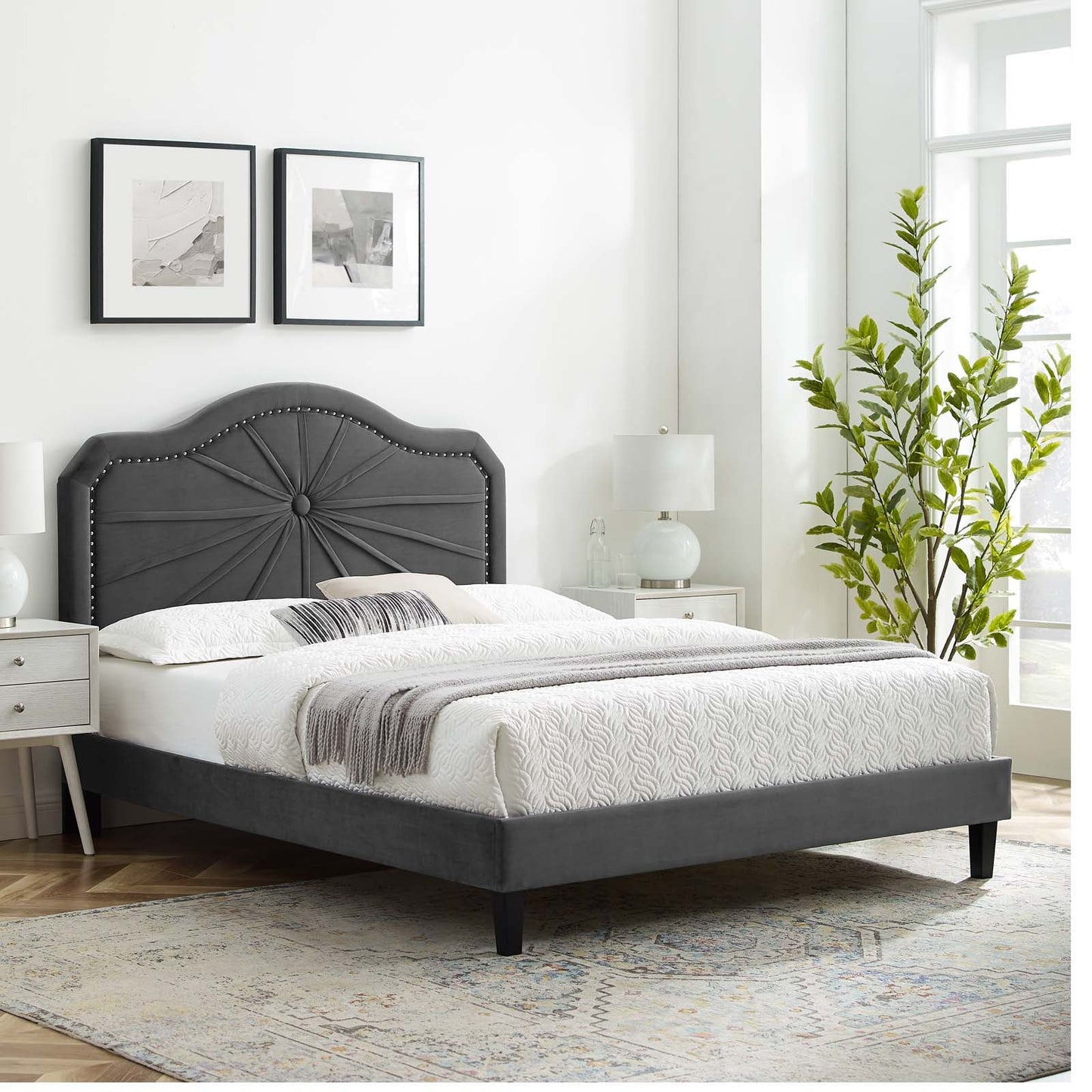 Modway Portia Performance Velvet King Platform Bed | Beds | Modishstore