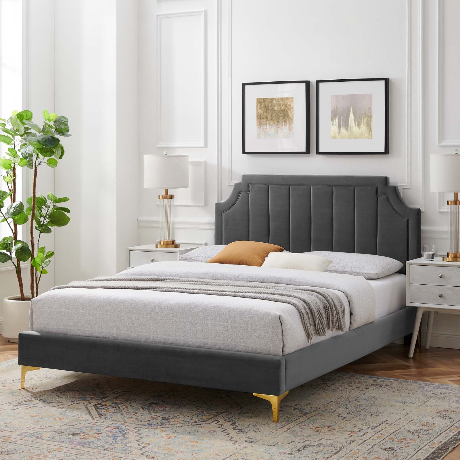 Modway Sienna Performance Velvet King Platform Bed | Beds | Modishstore