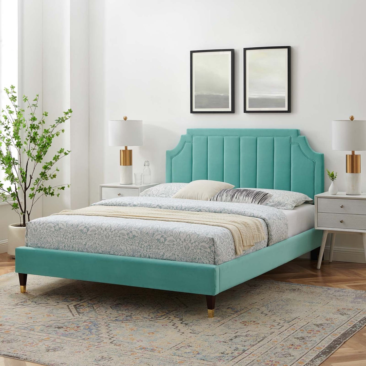 Modway Sienna Performance Velvet King Platform Bed | Beds | Modishstore-24