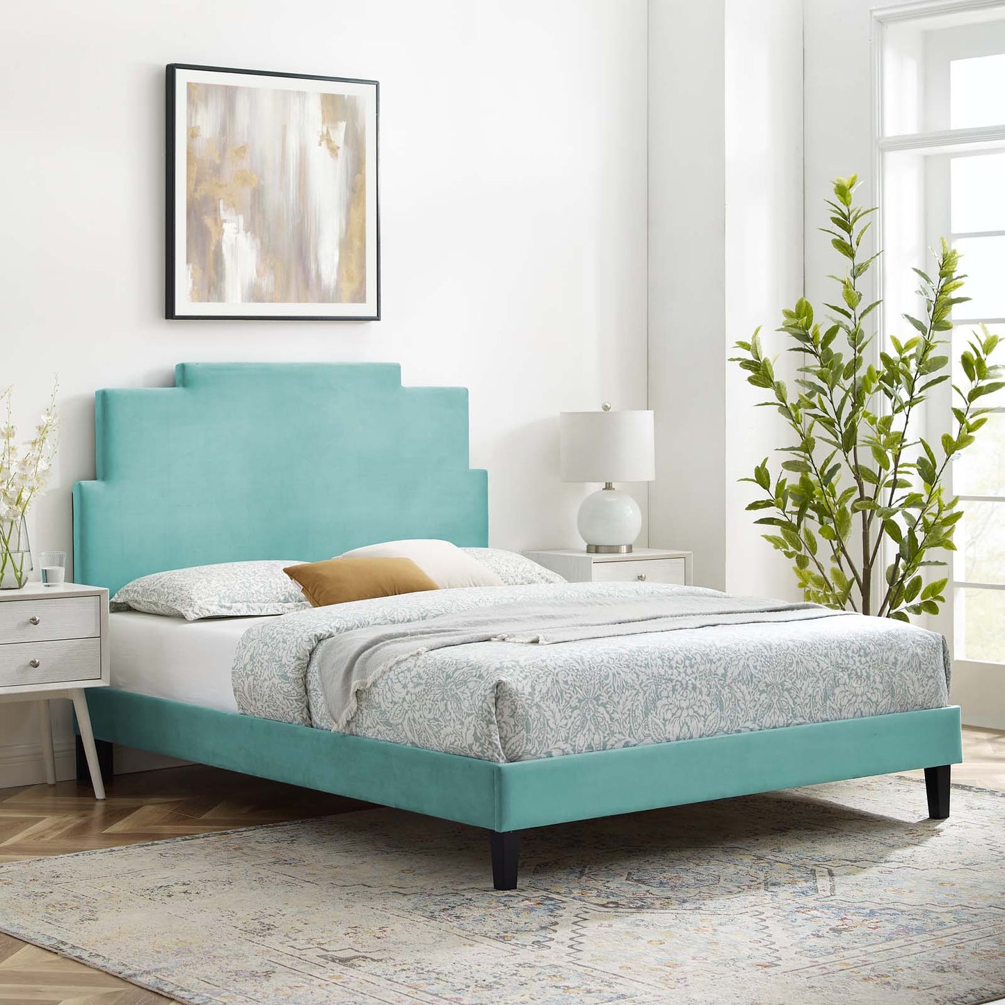 Modway Lindsey Performance Velvet Full Platform Bed | Beds | Modishstore-13