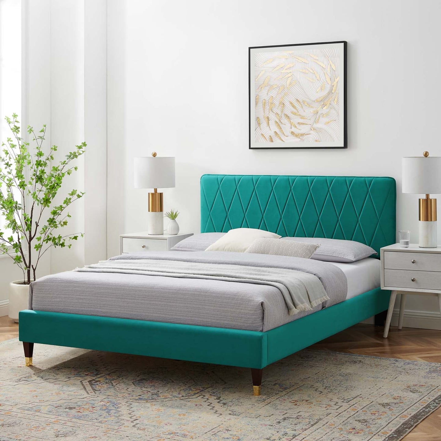 Modway Phillipa Performance Velvet Full Platform Bed | Beds | Modishstore-47
