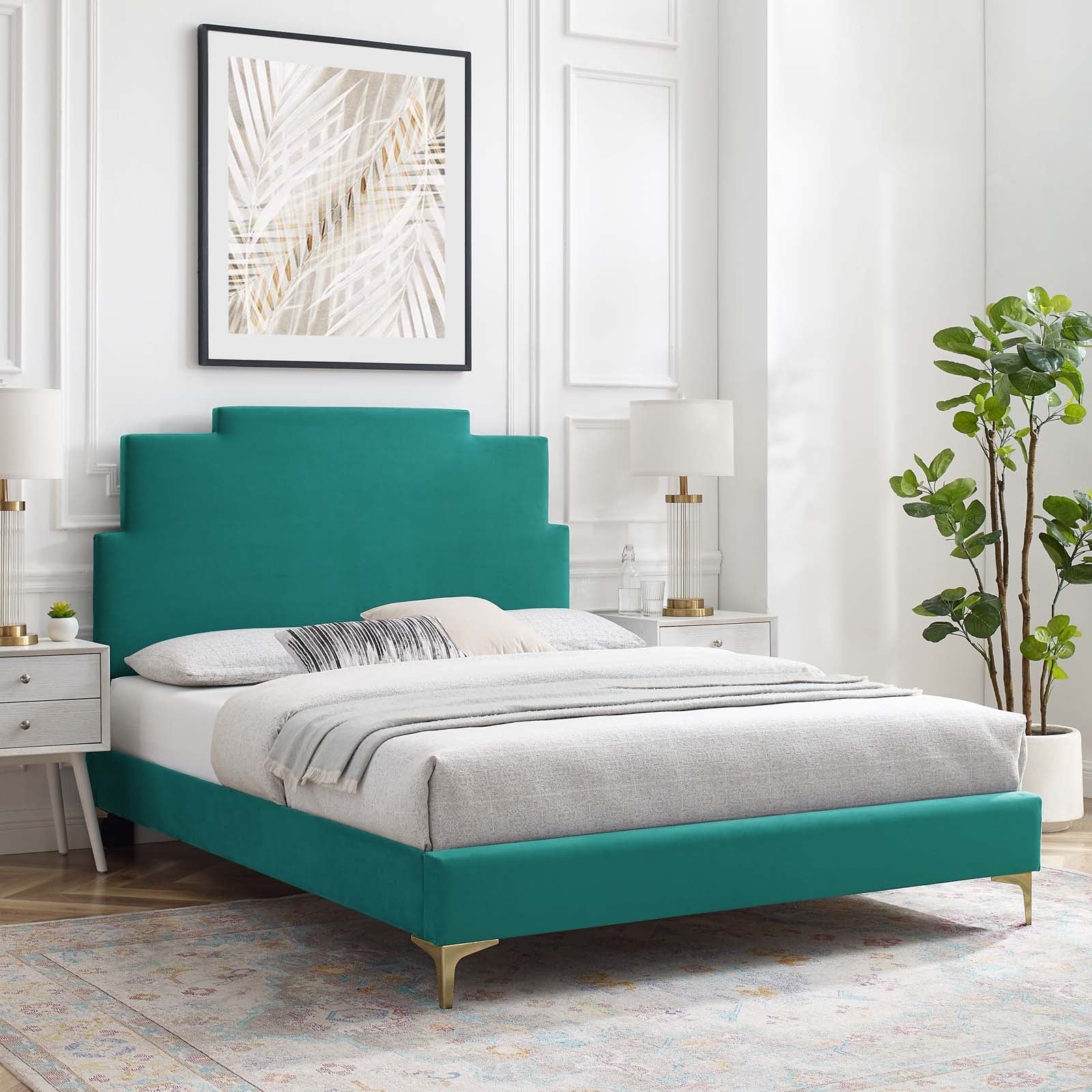 Modway Lindsey Performance Velvet King Platform Bed | Beds | Modishstore-48