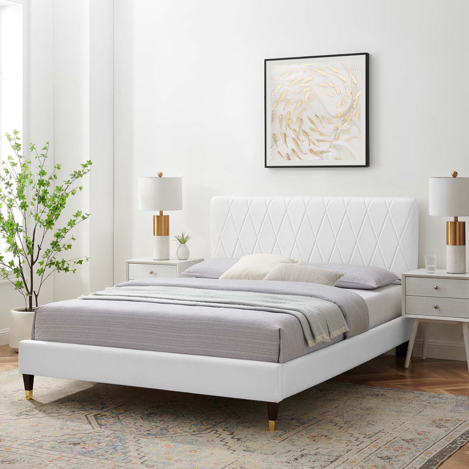 Modway Phillipa Performance Velvet King Platform Bed | Beds | Modishstore-52
