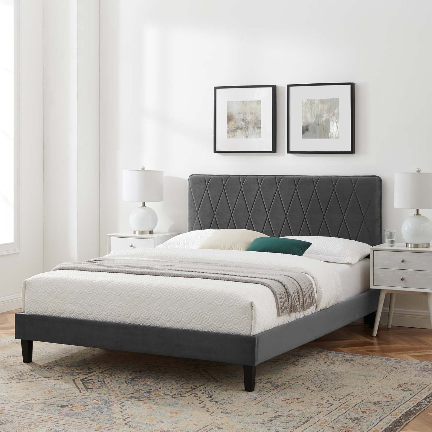 Modway Phillipa Performance Velvet King Platform Bed | Beds | Modishstore