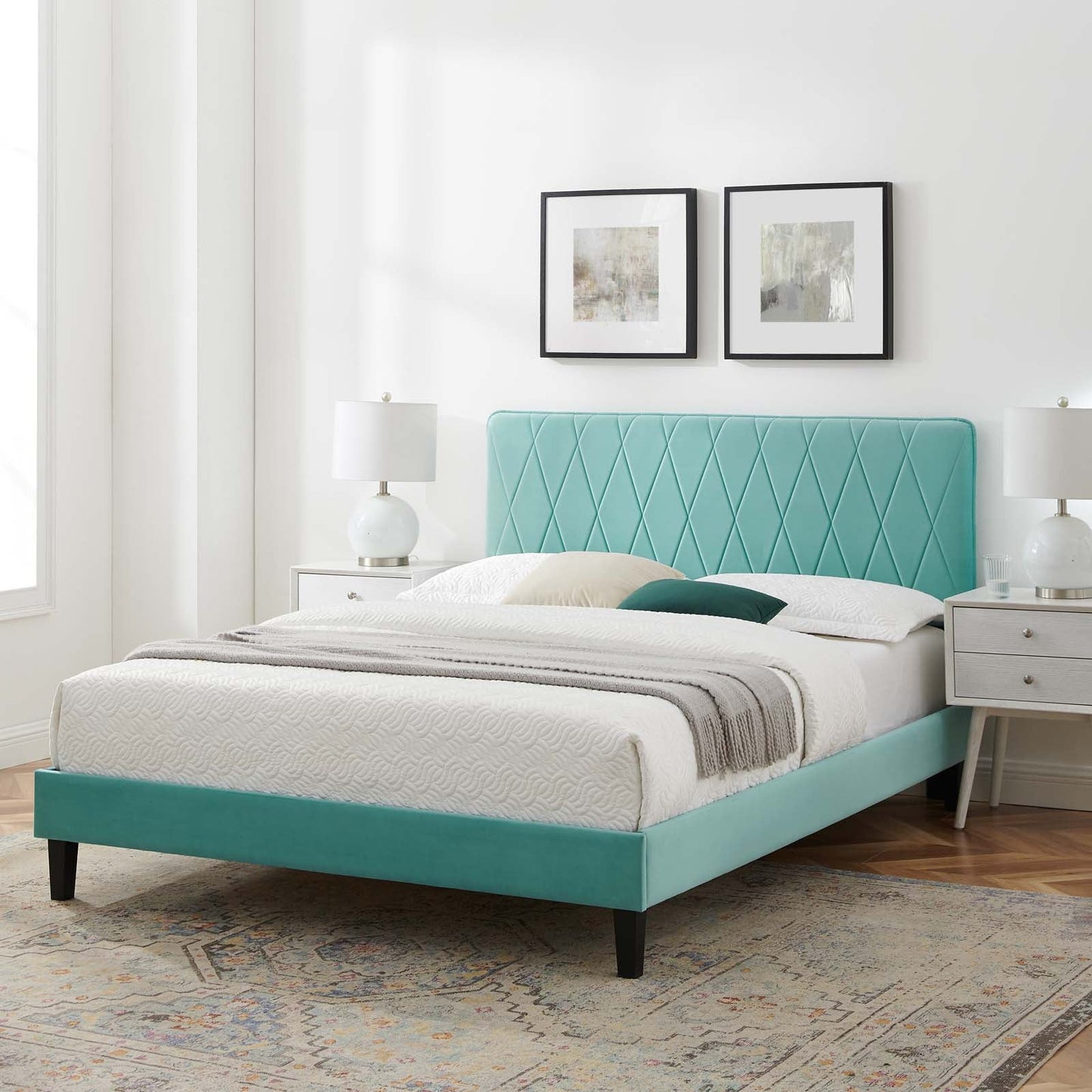 Modway Phillipa Performance Velvet King Platform Bed | Beds | Modishstore-24