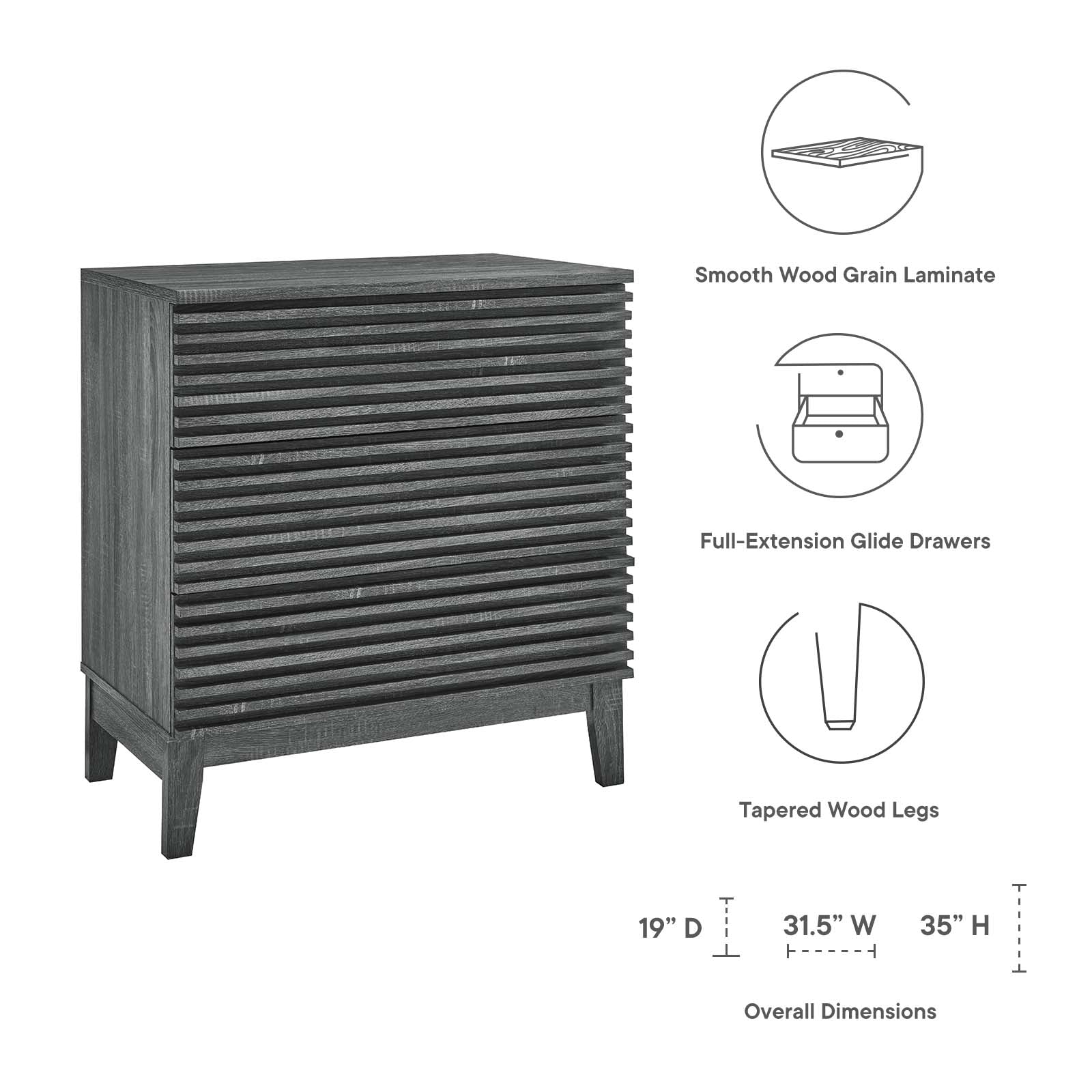 Render 3-Drawer Bachelor's Chest By Modway - MOD-6965 | Drawers | Modishstore - 5
