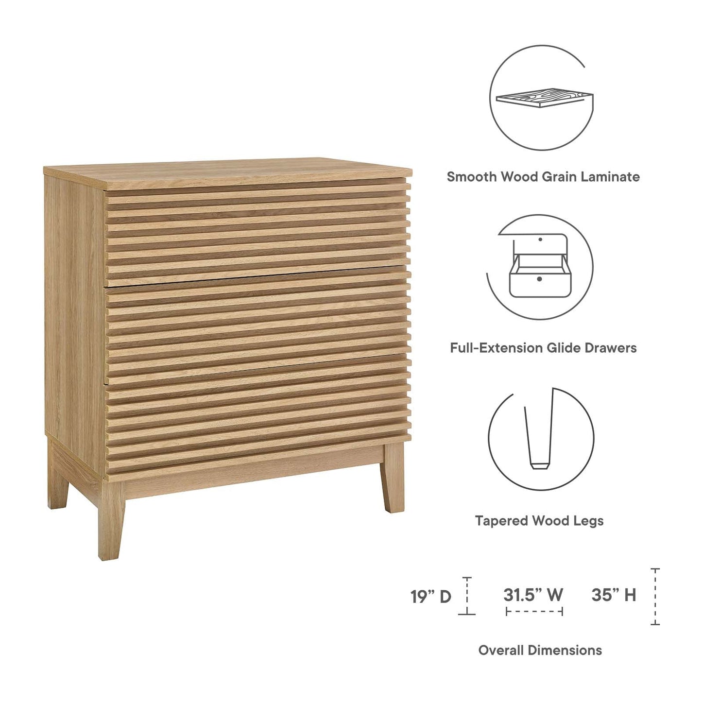Render 3-Drawer Bachelor's Chest By Modway - MOD-6965 | Drawers | Modishstore - 12