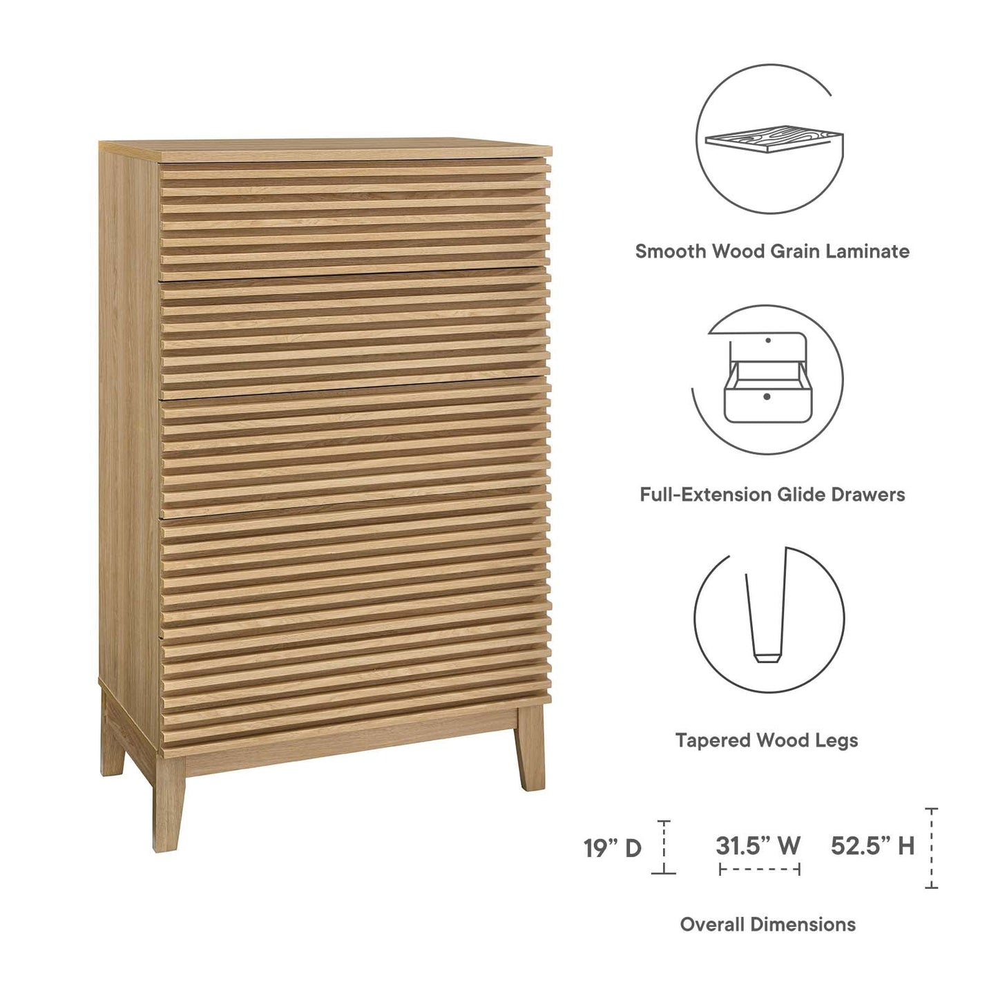 Render 5-Drawer Dresser Chest By Modway - MOD-6967 | Dressers | Modishstore - 12