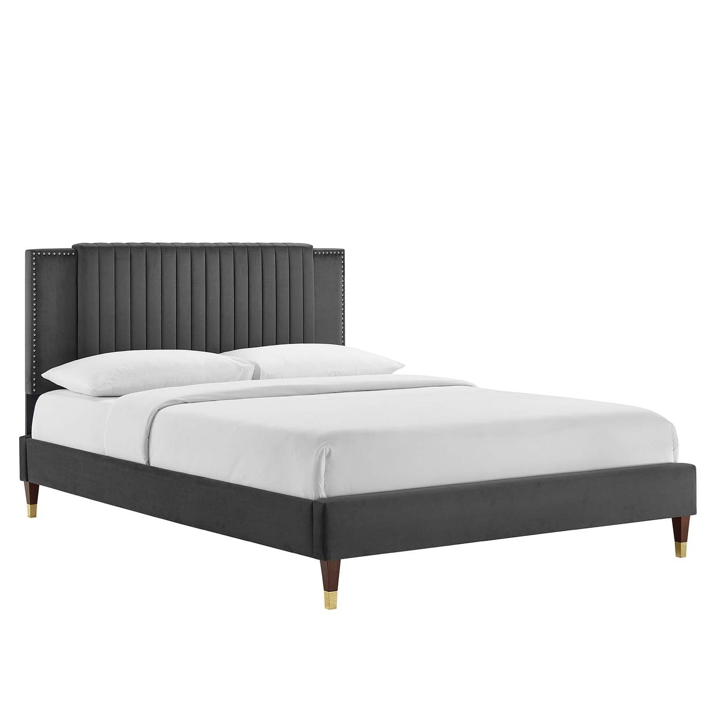 Zahra Channel Tufted Performance Velvet Queen Platform Bed By Modway - MOD-6970 | Beds | Modishstore - 2