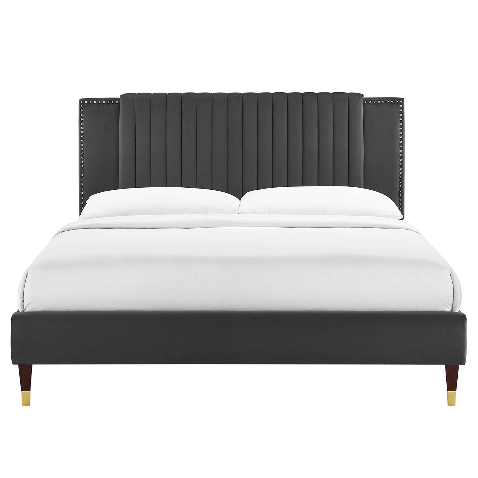 Zahra Channel Tufted Performance Velvet Queen Platform Bed By Modway - MOD-6970 | Beds | Modishstore - 4