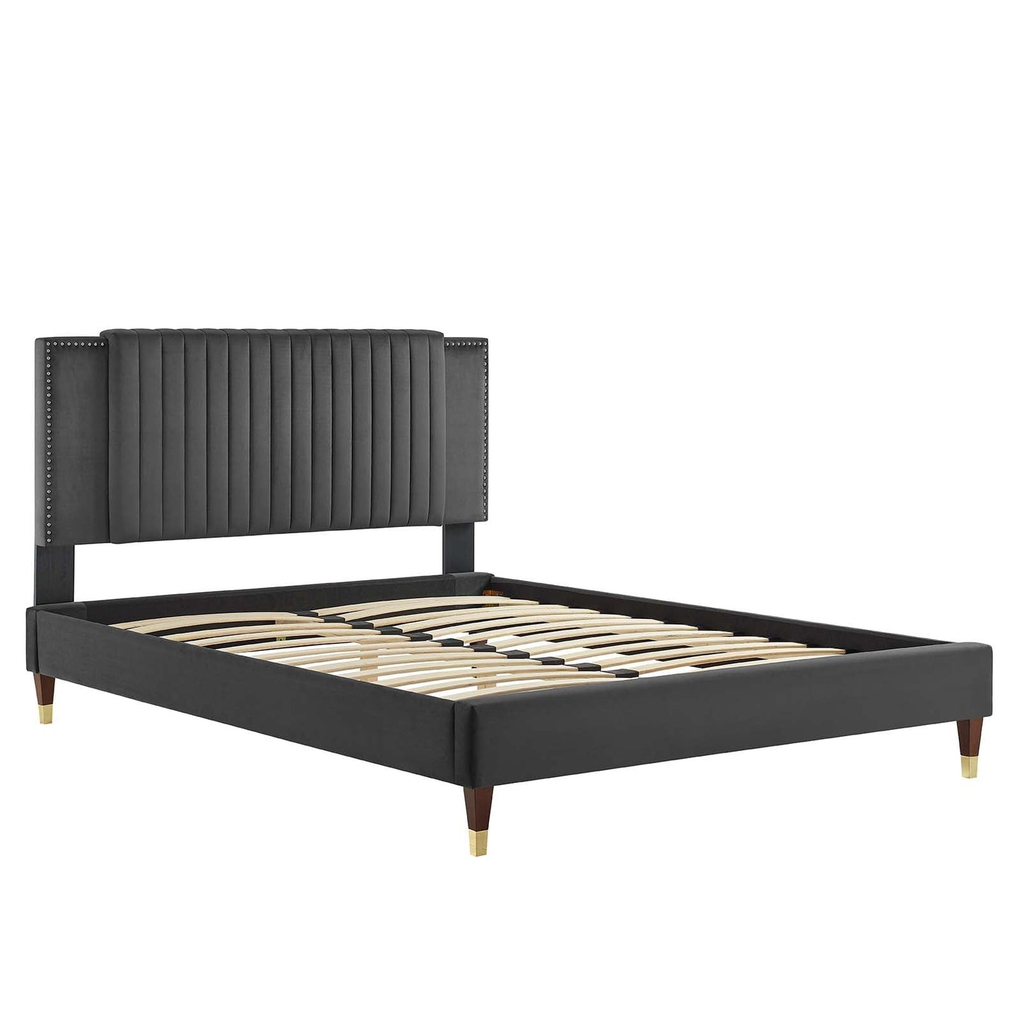 Zahra Channel Tufted Performance Velvet Queen Platform Bed By Modway - MOD-6970 | Beds | Modishstore - 5