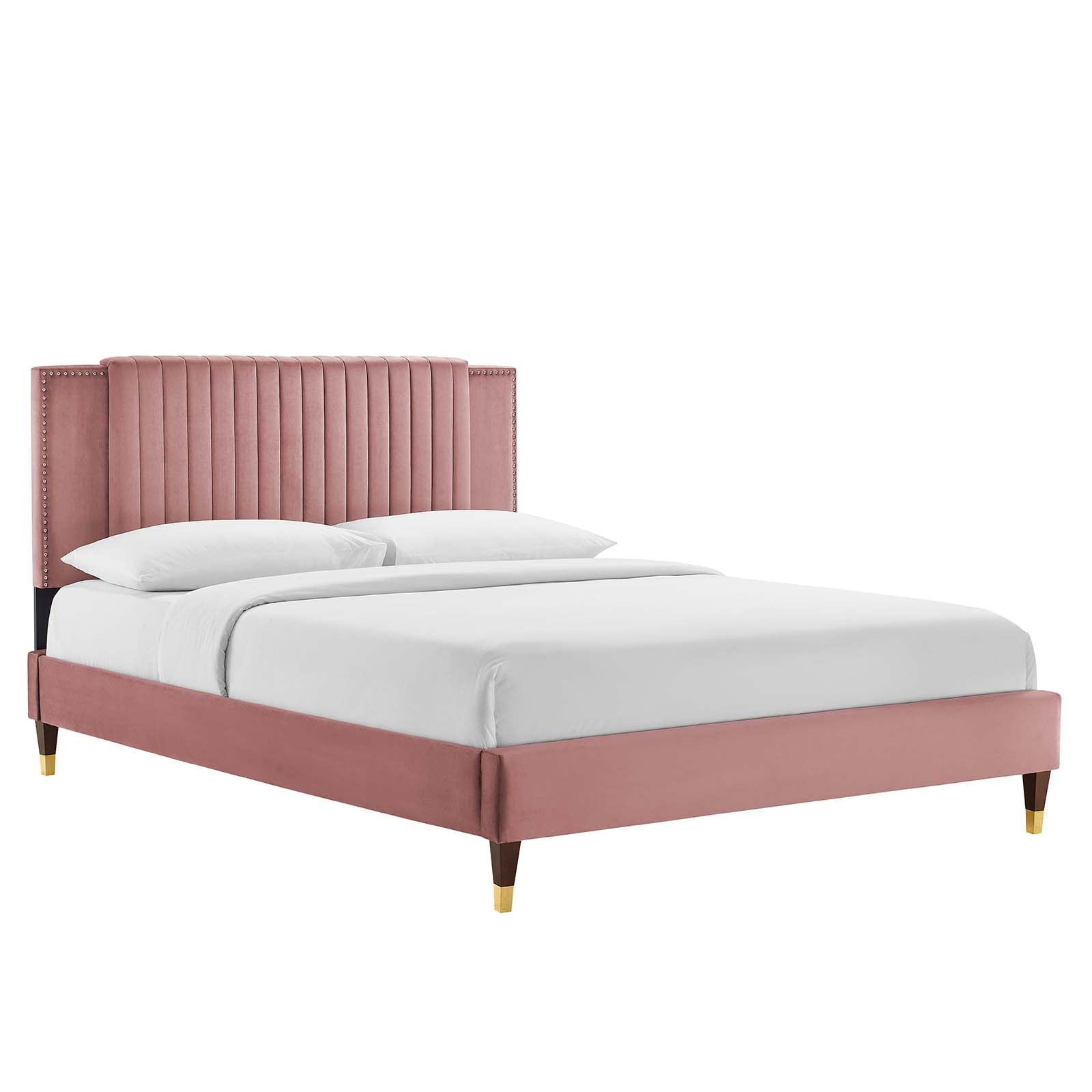 Zahra Channel Tufted Performance Velvet Queen Platform Bed By Modway - MOD-6970 | Beds | Modishstore - 9