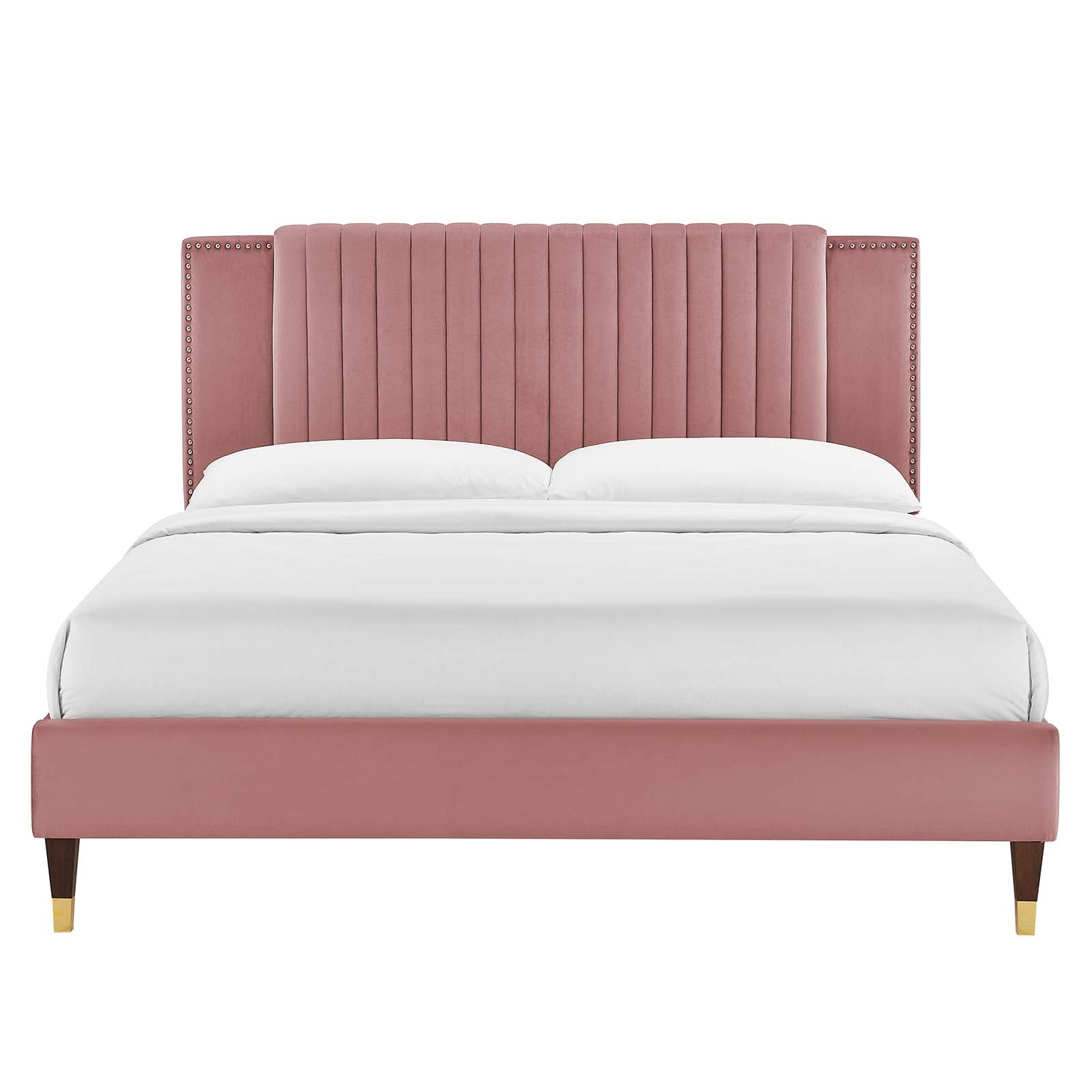 Zahra Channel Tufted Performance Velvet Queen Platform Bed By Modway - MOD-6970 | Beds | Modishstore - 11