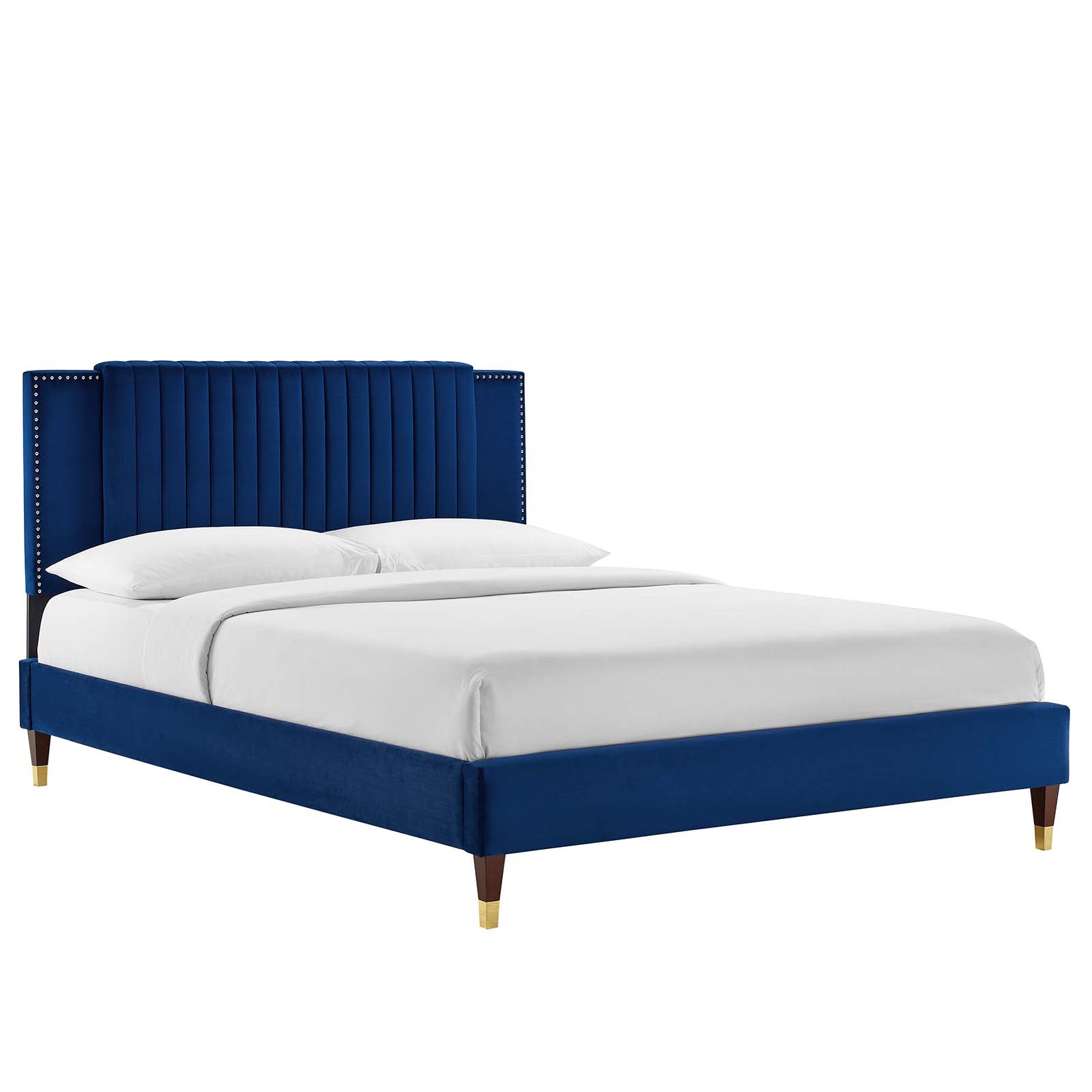 Zahra Channel Tufted Performance Velvet Queen Platform Bed By Modway - MOD-6970 | Beds | Modishstore - 17