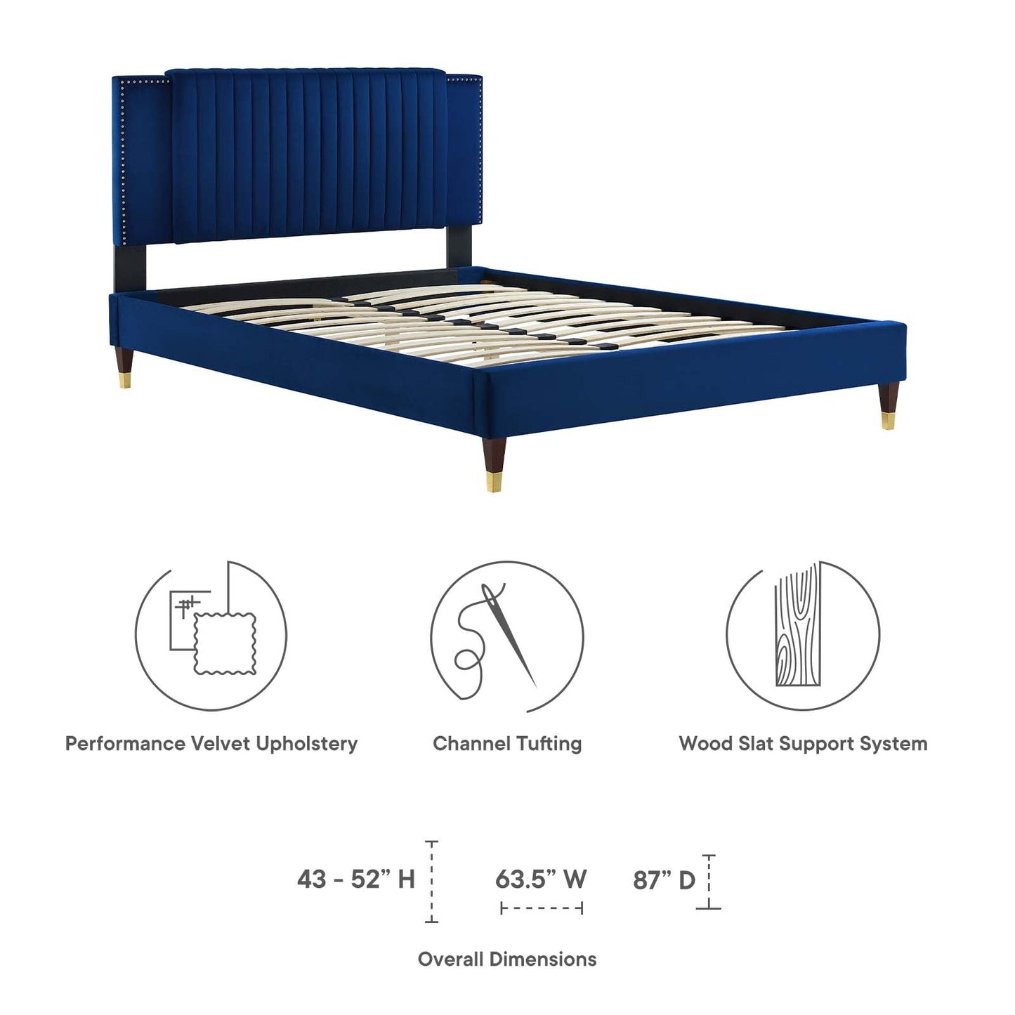 Zahra Channel Tufted Performance Velvet Queen Platform Bed By Modway - MOD-6970 | Beds | Modishstore - 22