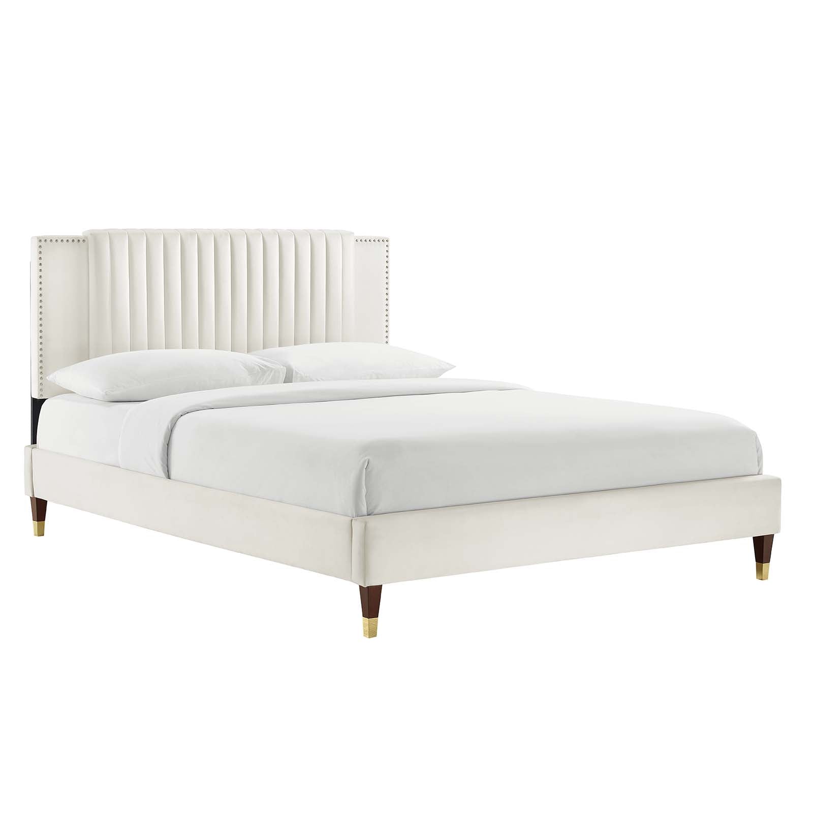 Zahra Channel Tufted Performance Velvet Queen Platform Bed By Modway - MOD-6970 | Beds | Modishstore - 25