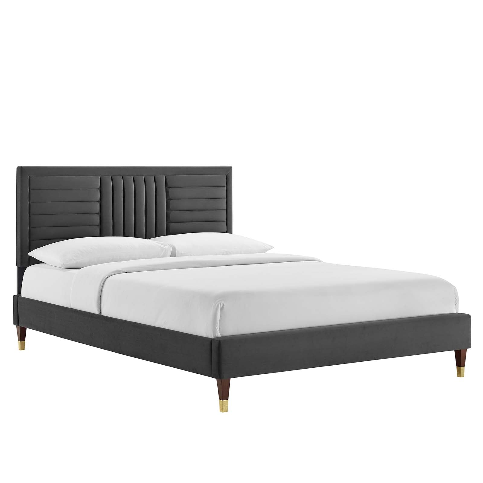 Sofia Channel Tufted Performance Velvet Queen Platform Bed By Modway - MOD-6971 | Beds | Modishstore - 2