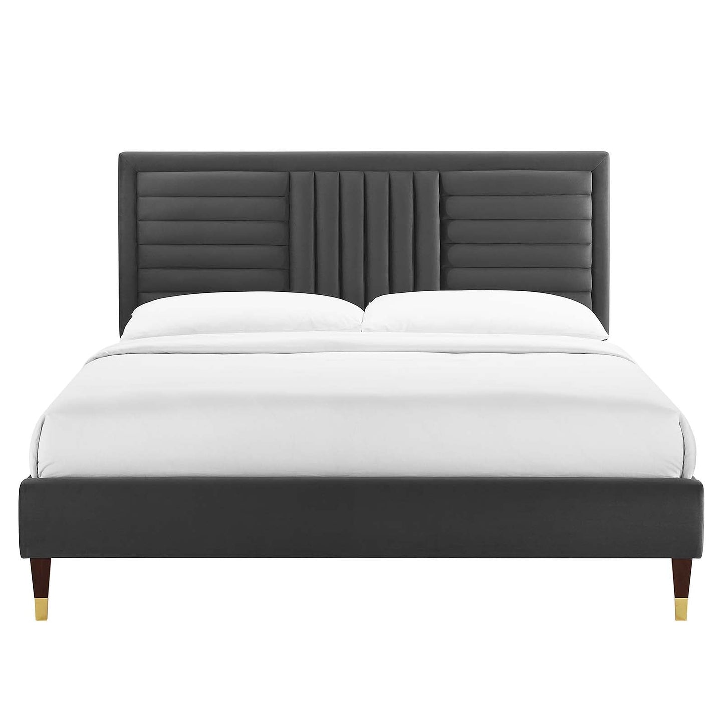 Sofia Channel Tufted Performance Velvet Queen Platform Bed By Modway - MOD-6971 | Beds | Modishstore - 4