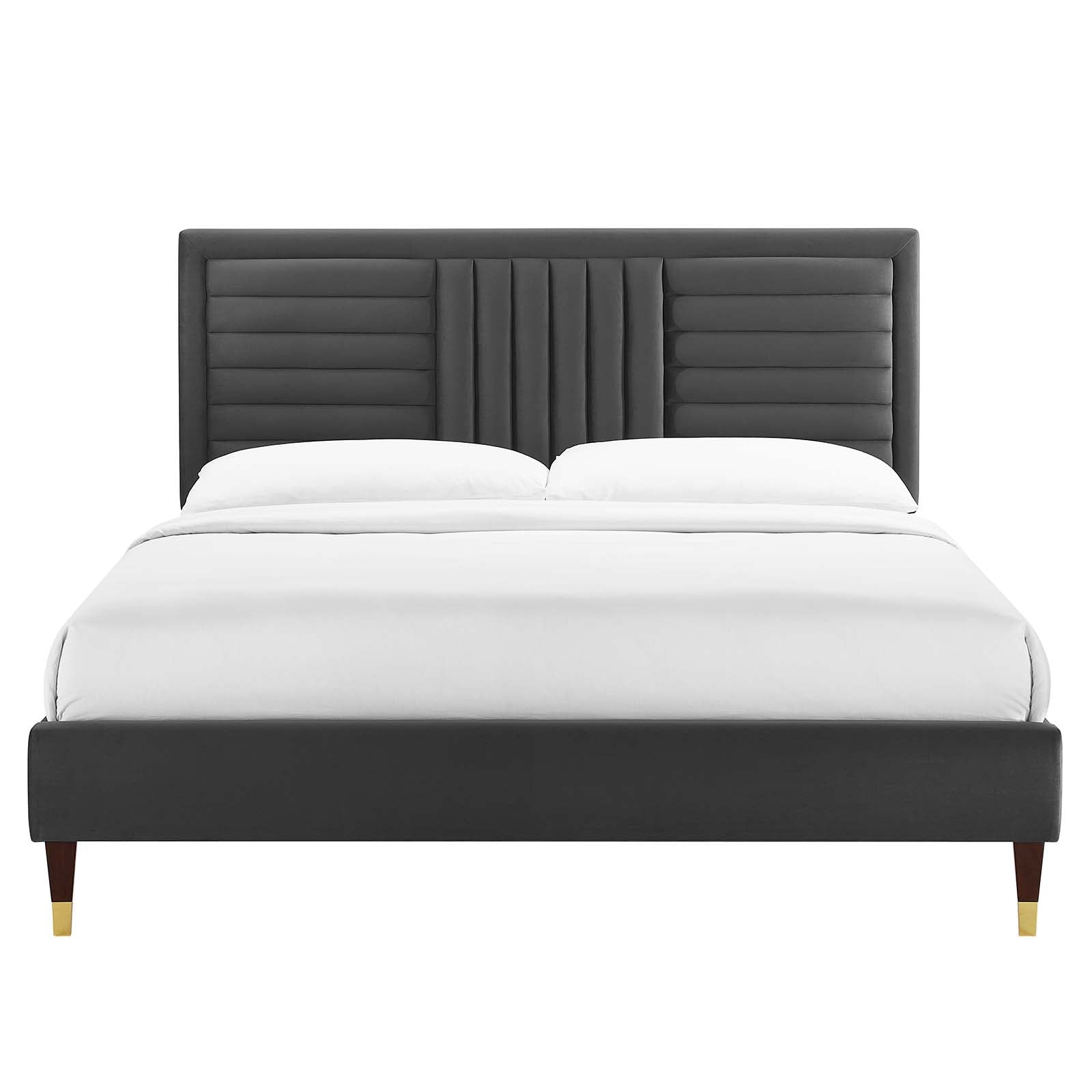 Sofia Channel Tufted Performance Velvet Queen Platform Bed By Modway - MOD-6971 | Beds | Modishstore - 4