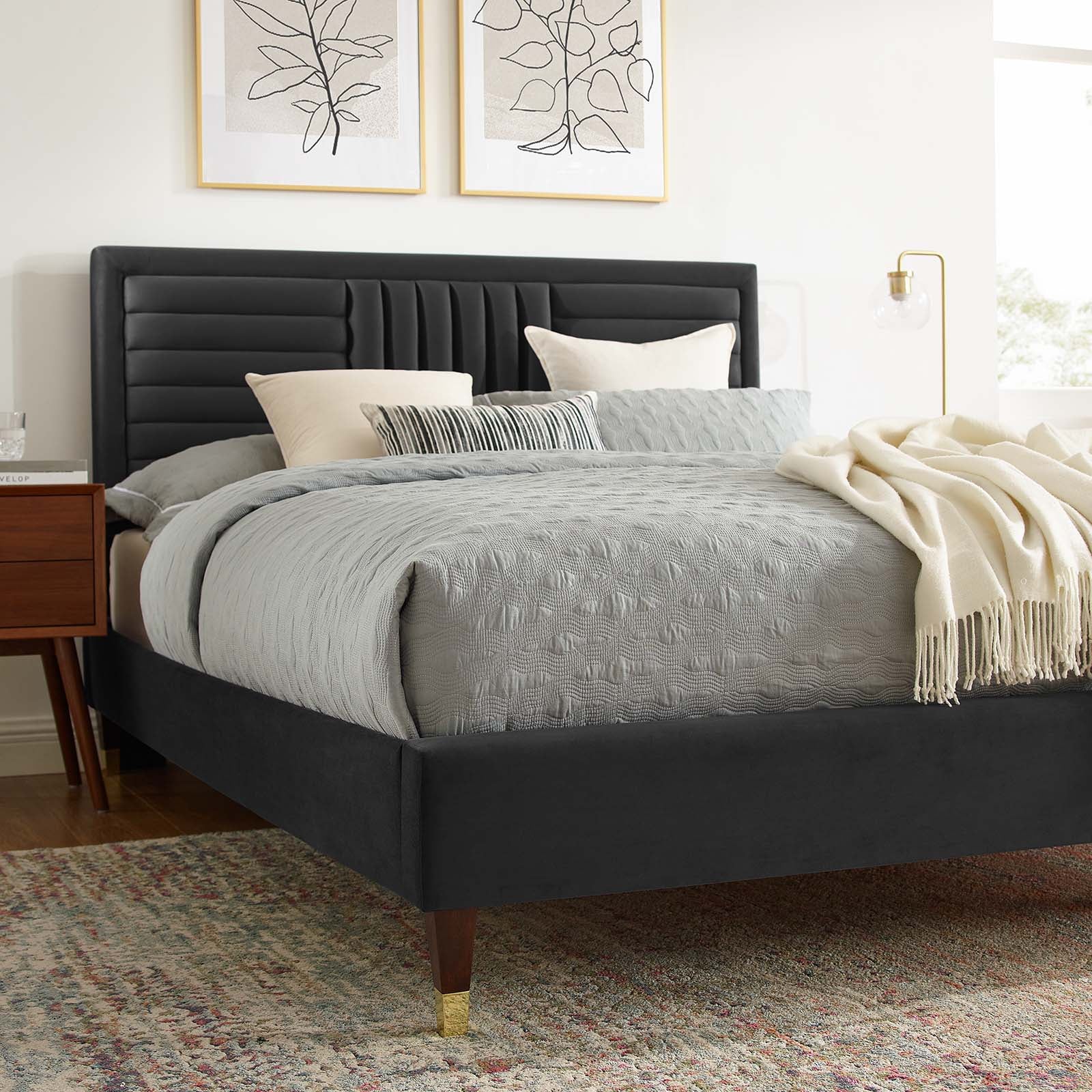 Sofia Channel Tufted Performance Velvet Queen Platform Bed By Modway - MOD-6971 | Beds | Modishstore - 8