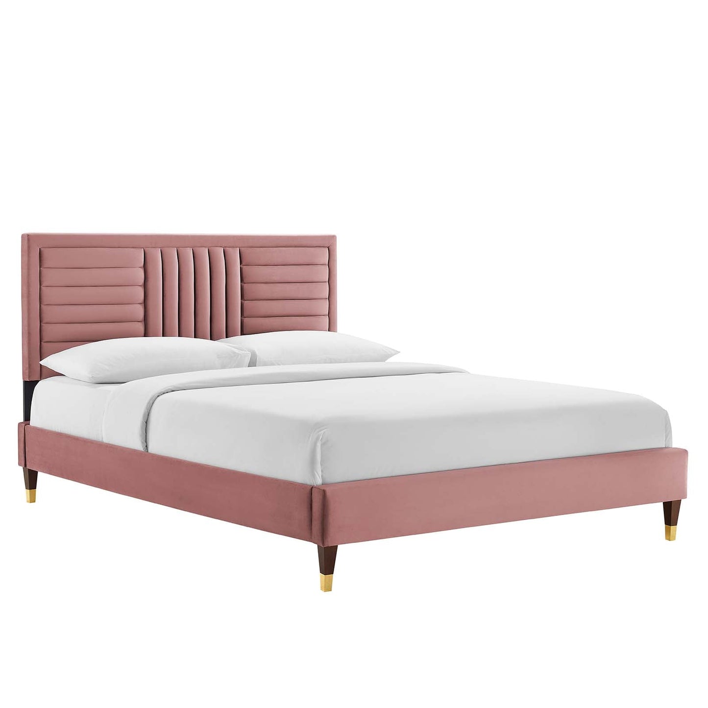 Sofia Channel Tufted Performance Velvet Queen Platform Bed By Modway - MOD-6971 | Beds | Modishstore - 9