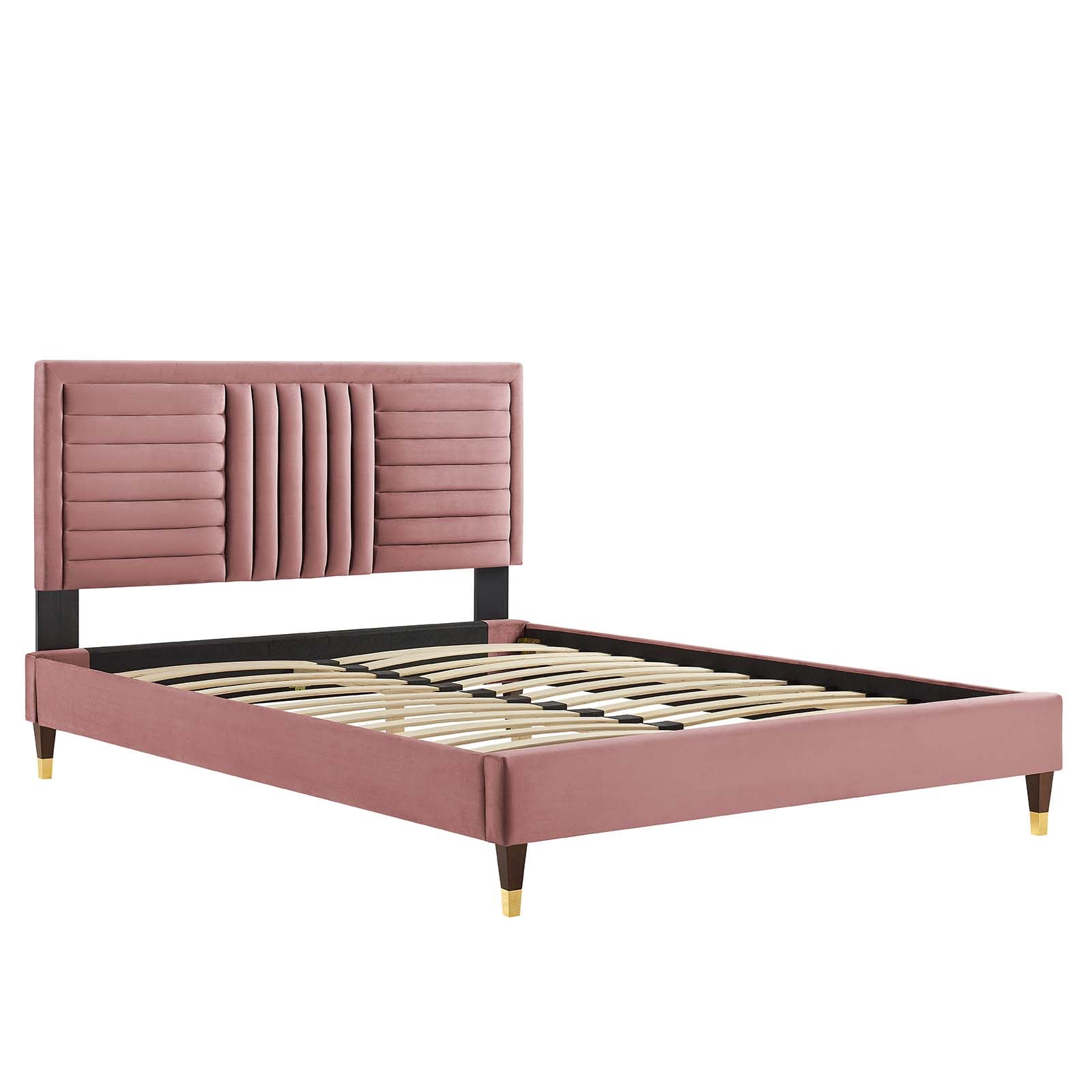 Sofia Channel Tufted Performance Velvet Queen Platform Bed By Modway - MOD-6971 | Beds | Modishstore - 12