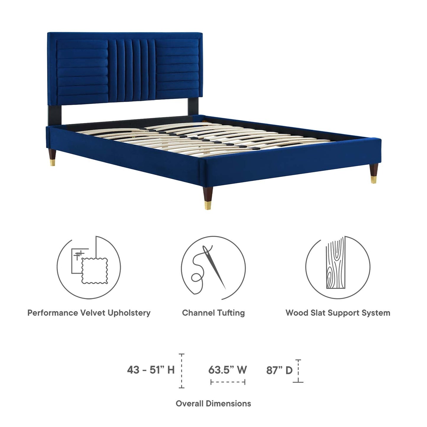 Sofia Channel Tufted Performance Velvet Queen Platform Bed By Modway - MOD-6971 | Beds | Modishstore - 22